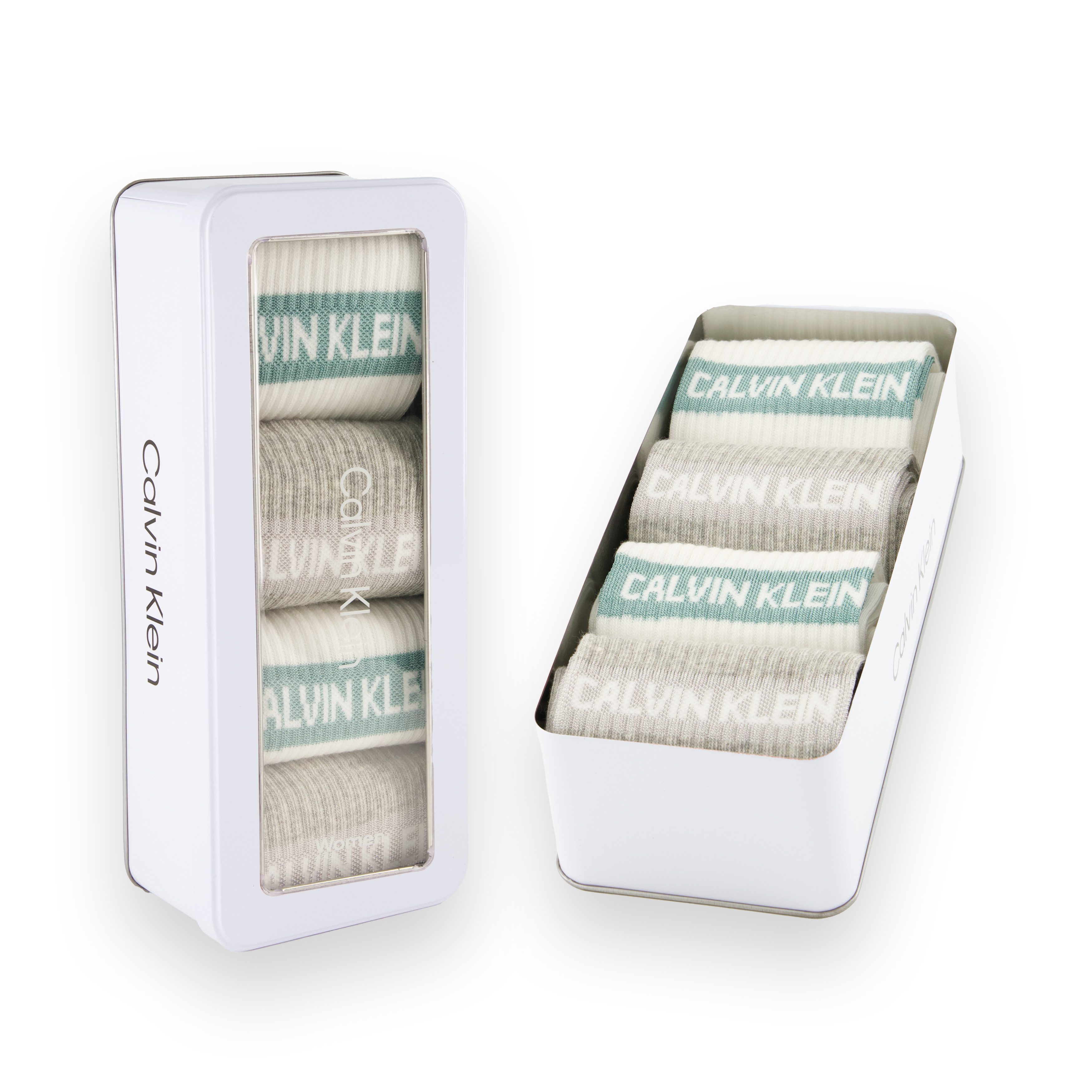 Calvin Klein Jeans Sokken CKJ WOMEN SOCK 4P GIFTBOX STRIPE LOGO (Set van 4)