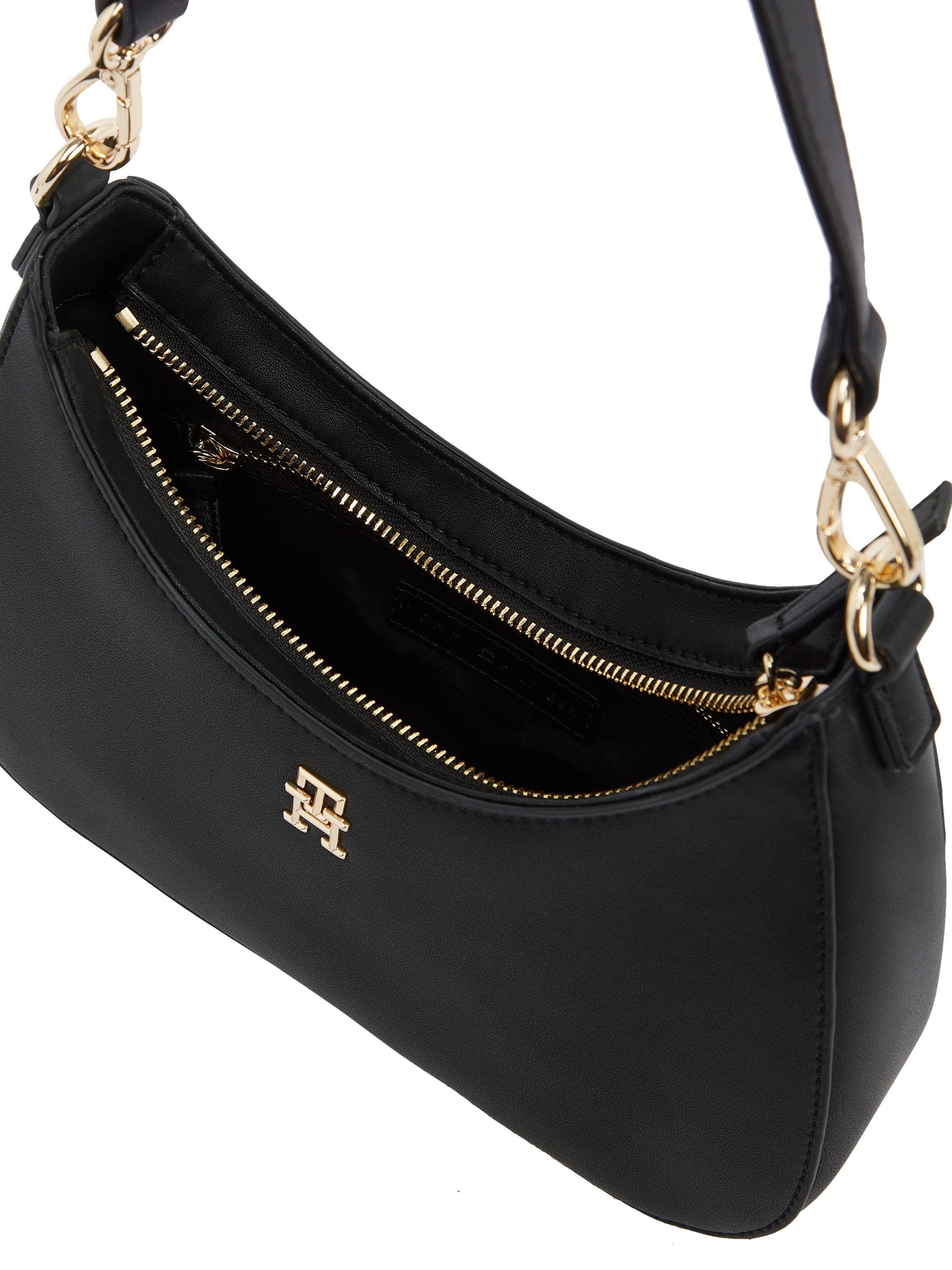Tommy Hilfiger Schoudertas TH LOGOTAPE SHOULDER BAG dames avondtas clutch handtas met goudkleurige details