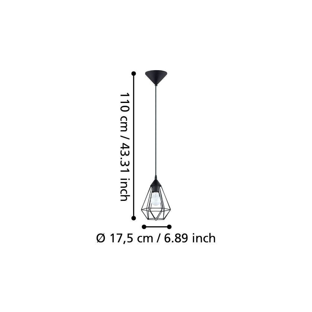 EGLO Hanglamp TARBES hanglamp, pendellamp, vintage, retro, staal, zwart E27