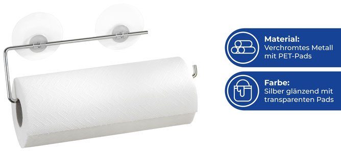 WENKO Wandrolhouder Static-Loc® Chroom, bevestigen zonder boren