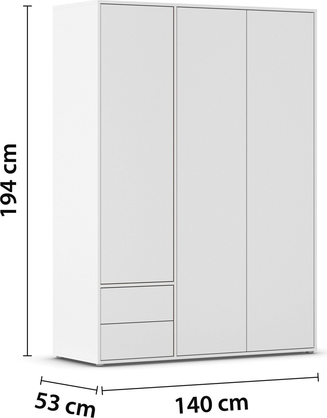 rauch Draaideurkast Kledingkast Kast Garderobe Wasmand NABILA veel Opbergruimte met 2 lades en push-to-open functie topseller made in germany