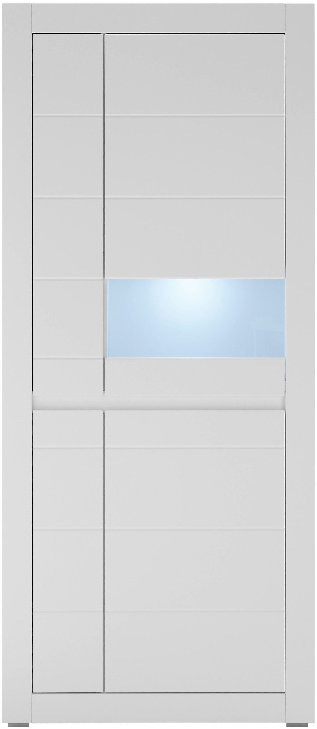 INOSIGN Vitrinekast Chester, Hoge kast met opbergruimte, Glazen vitrine, Dressoir, Mat Wit (1 stuk)