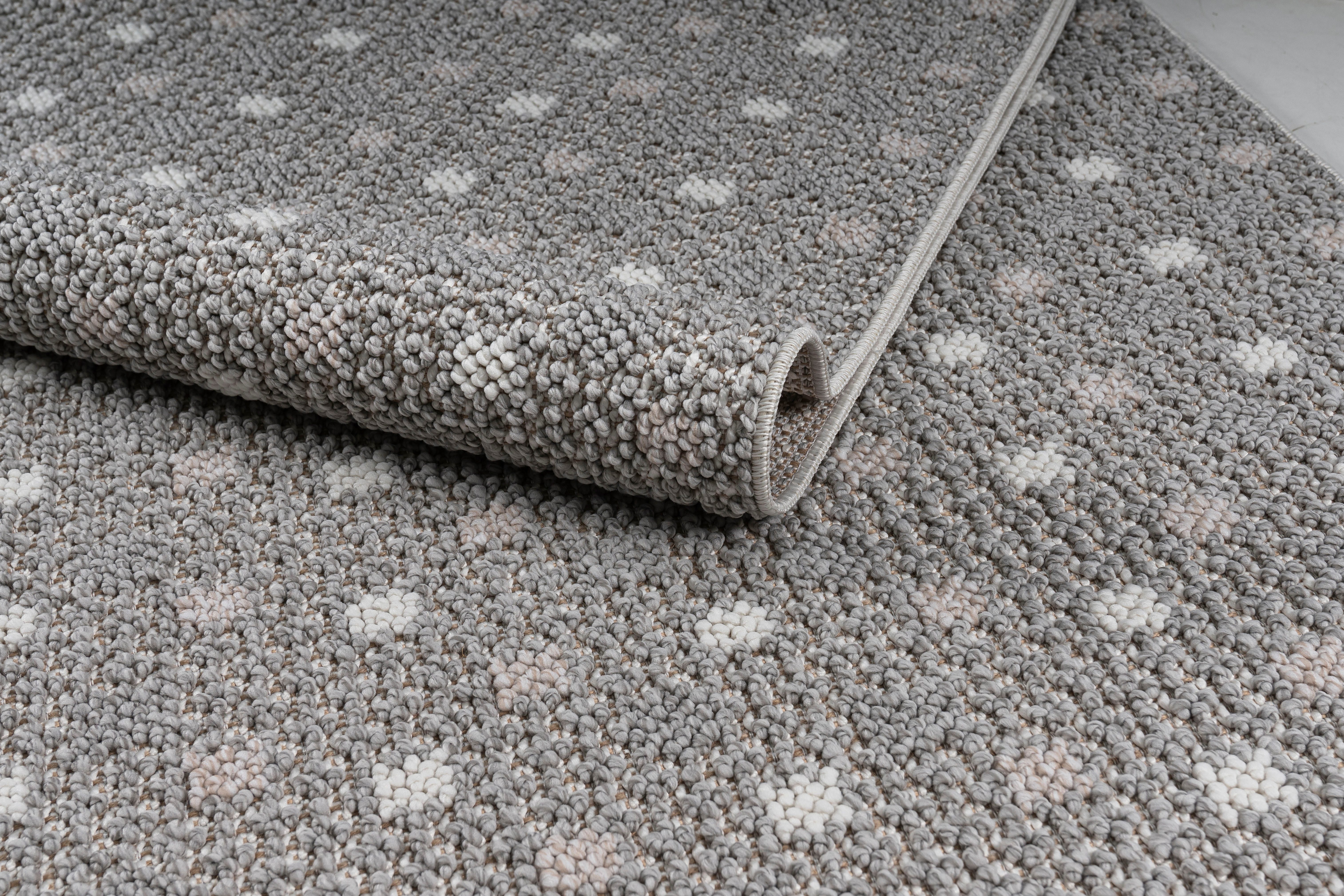 Bruno Banani Vloerkleed Dotty Wol-look, hoog-laag structuur, geschikt voor binnen en buiten, met franjes