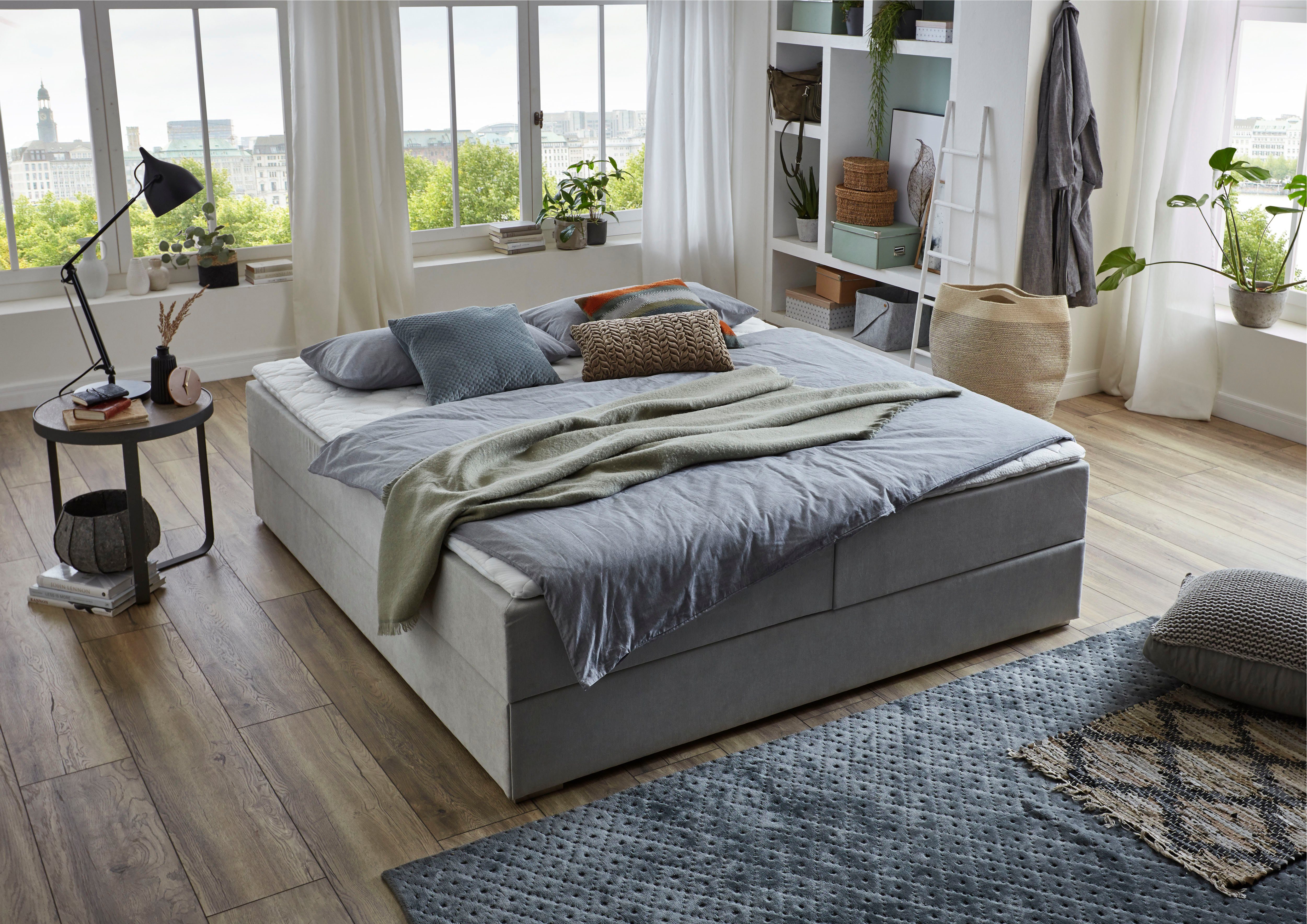ATLANTIC home collection Boxspring Lucy zonder hoofdbord, vrij plaatsbaar, met bedkist boxsprings grijs