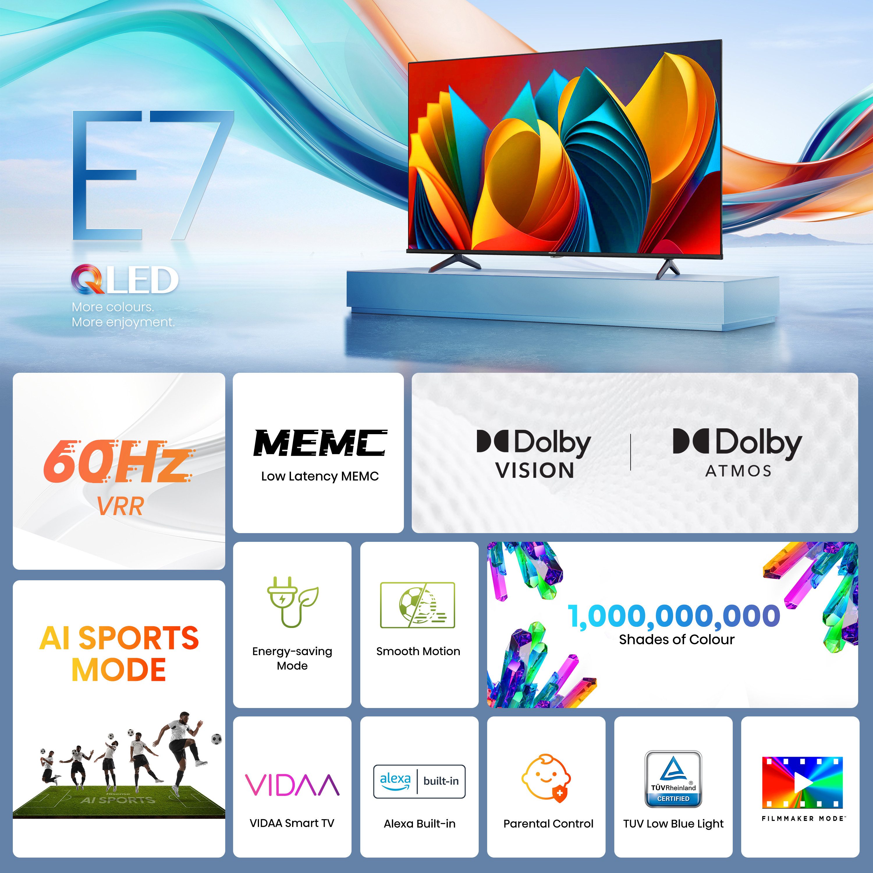 Hisense QLED-TV 85E77NQ, 215 cm / 85", 4K Ultra HD, Smart TV, 4k uhd, qled