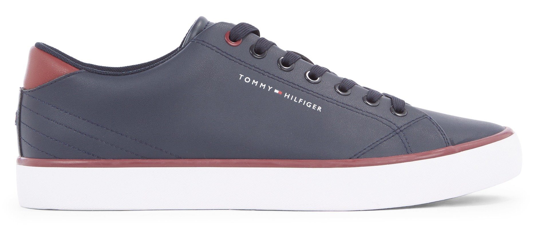 Tommy Hilfiger Sneakers TH HI VULC CORE LOW LEATHER ESS , vrijetijdsschoen, lage schoen, veterschoen met sierstiksels op de hiel