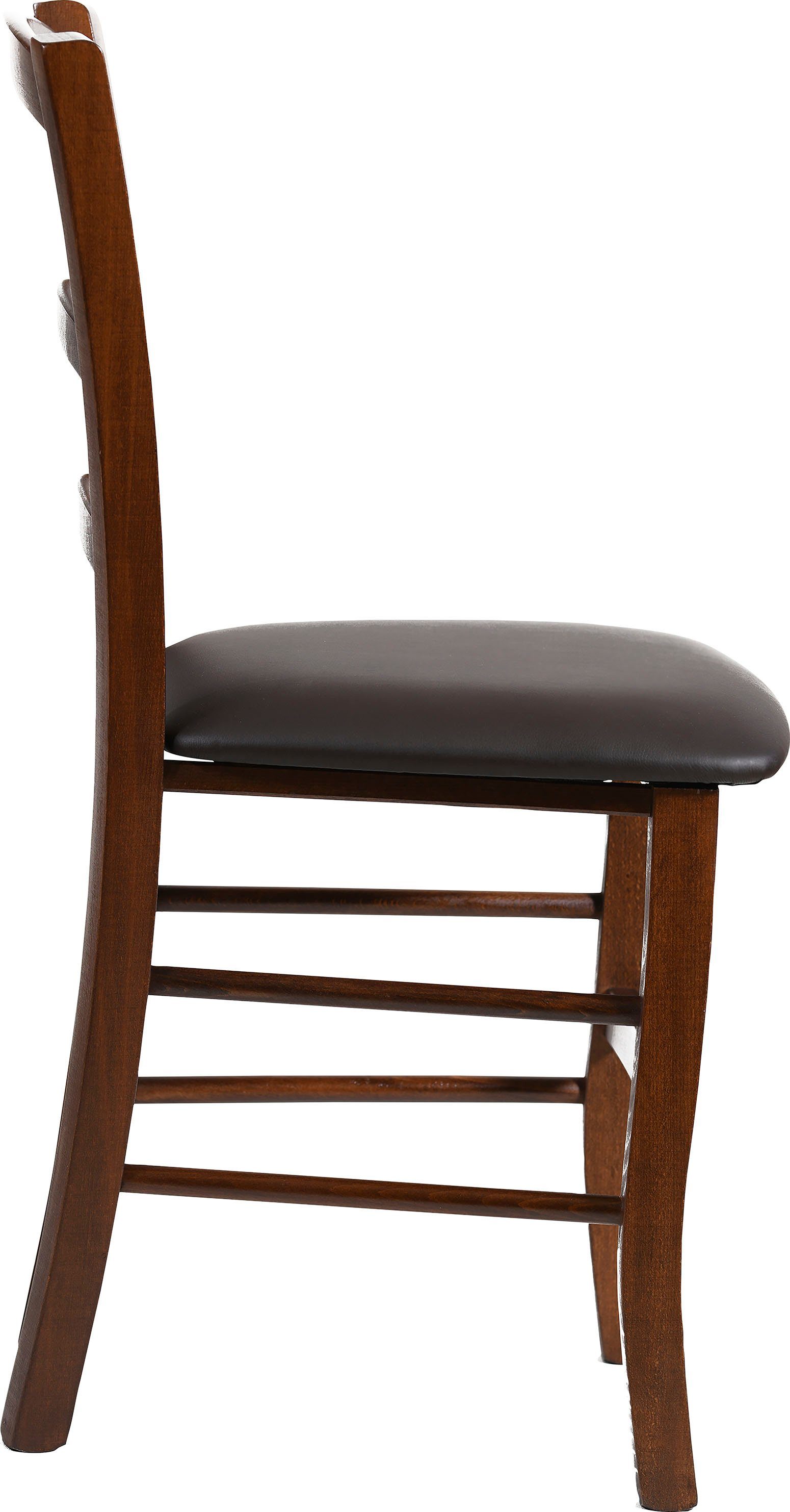 Home affaire Eetkamerstoel Super Paesana Massief beukenhout overtrokken met kunstleer (set, 2 stuks)