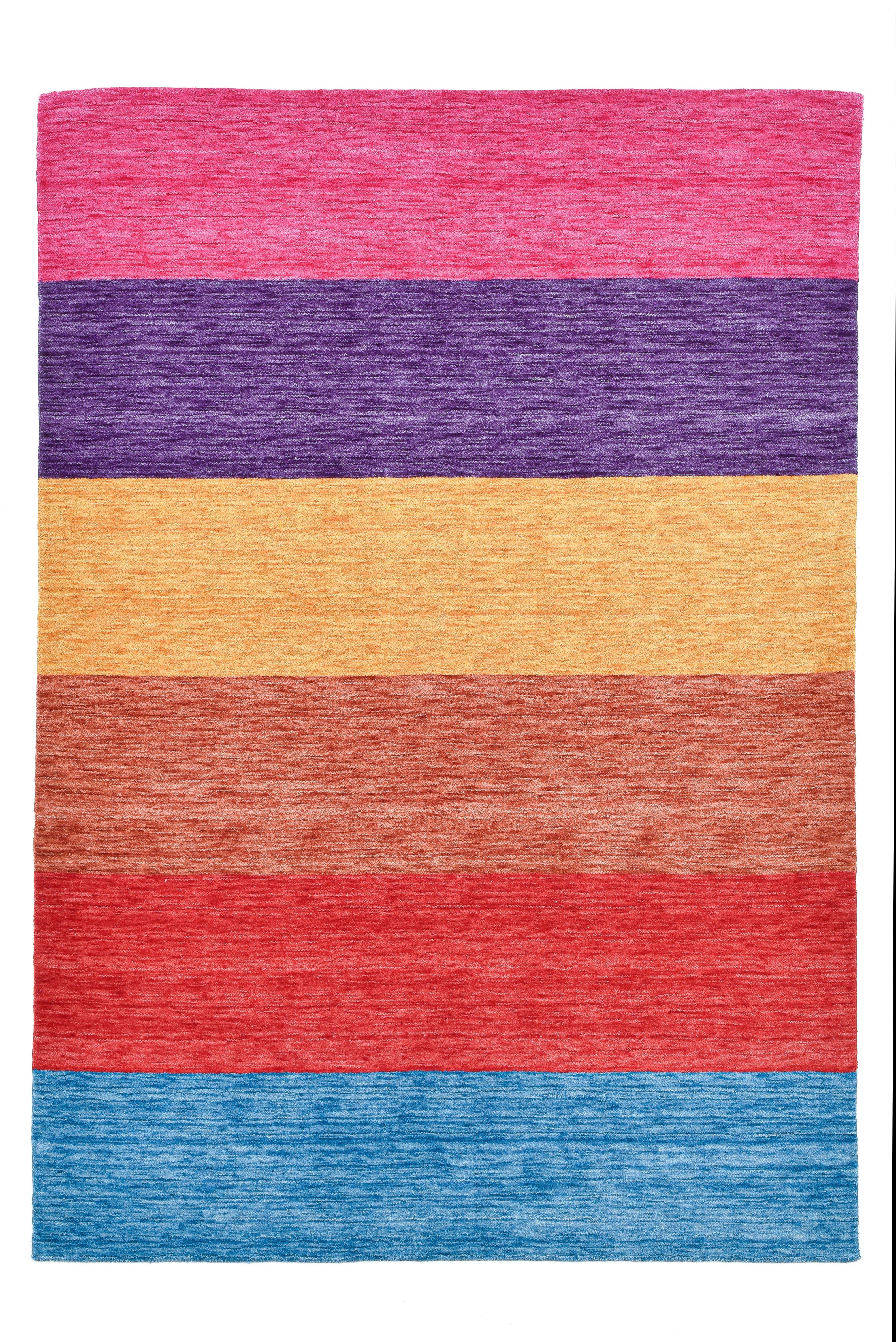 my home Wollen kleed Angern Handgeweven tapijt, gestreept, 100% wol, handgeweven, briljante kleuren