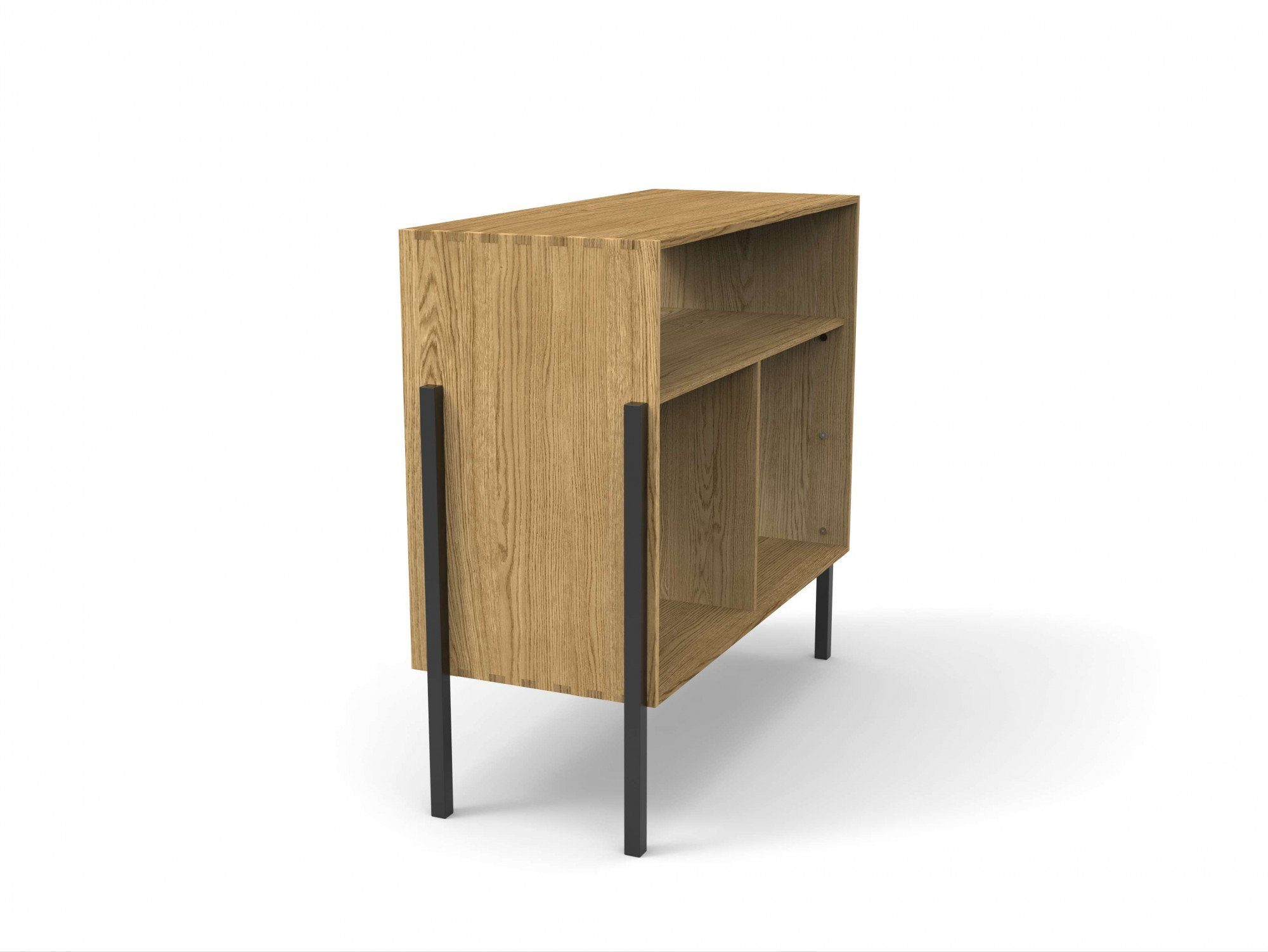 andas Dressoir Finton Commode met 3 open vakken, kast van massief eikenhout