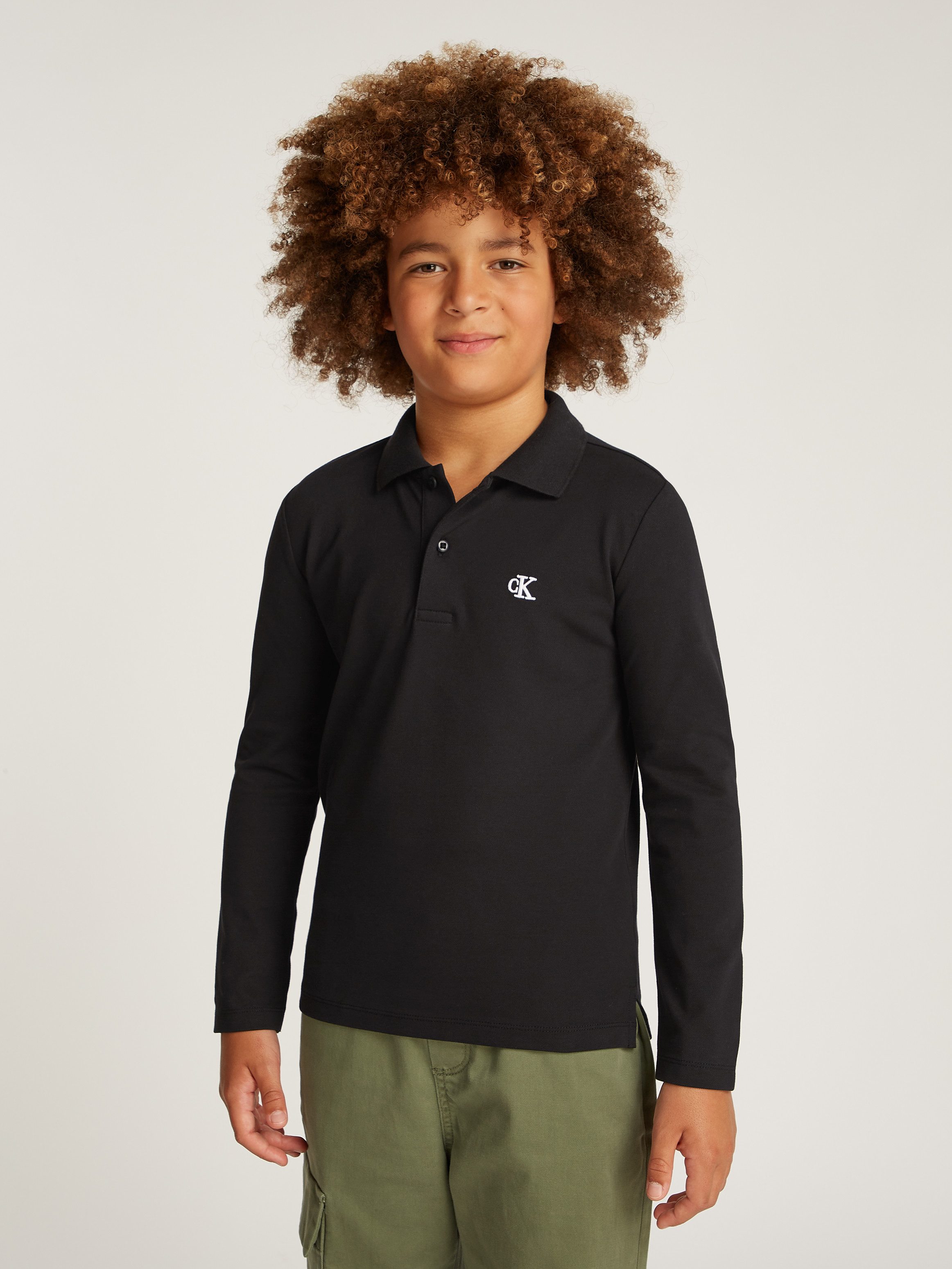 Calvin Klein Poloshirt met lange mouwen LS ESSENTIAL POLO voor kinderen tot 16 jaar met logostiksel