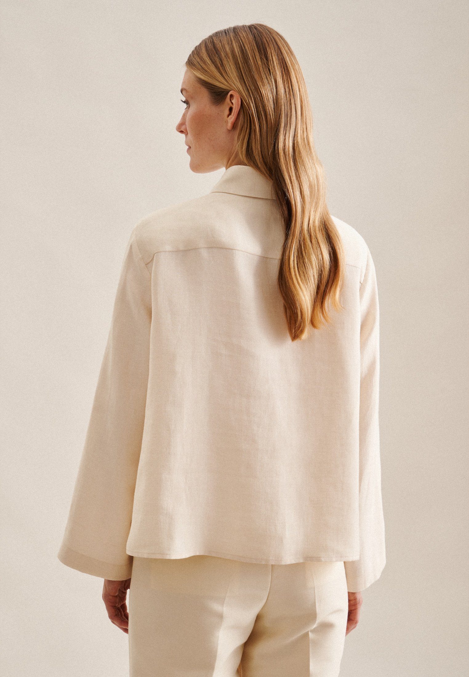 seidensticker Overhemdblouse Zwarte roos Lange mouwen kraag uni