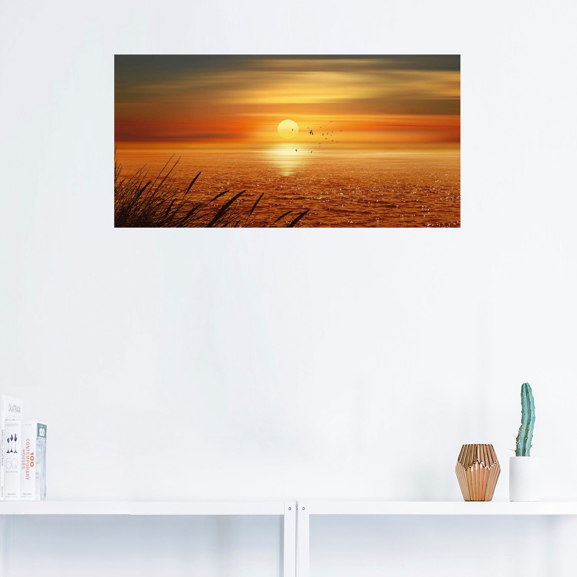 Artland Artprint Zonsondergang boven de zee als artprint op linnen, poster, muursticker in verschillende maten