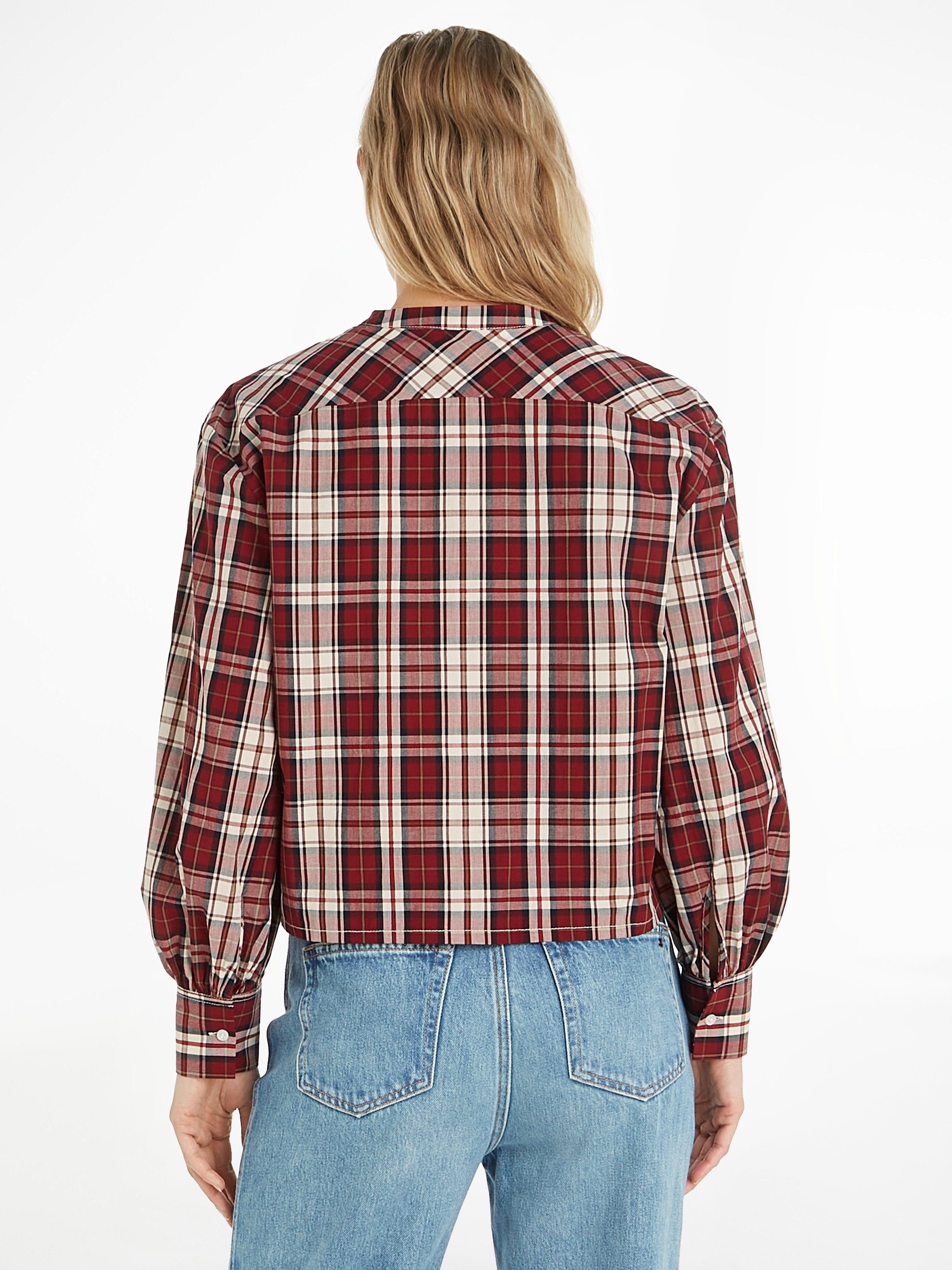 Tommy Hilfiger Blouse met lange mouwen TARTAN CO COLLARLESS SHIRT