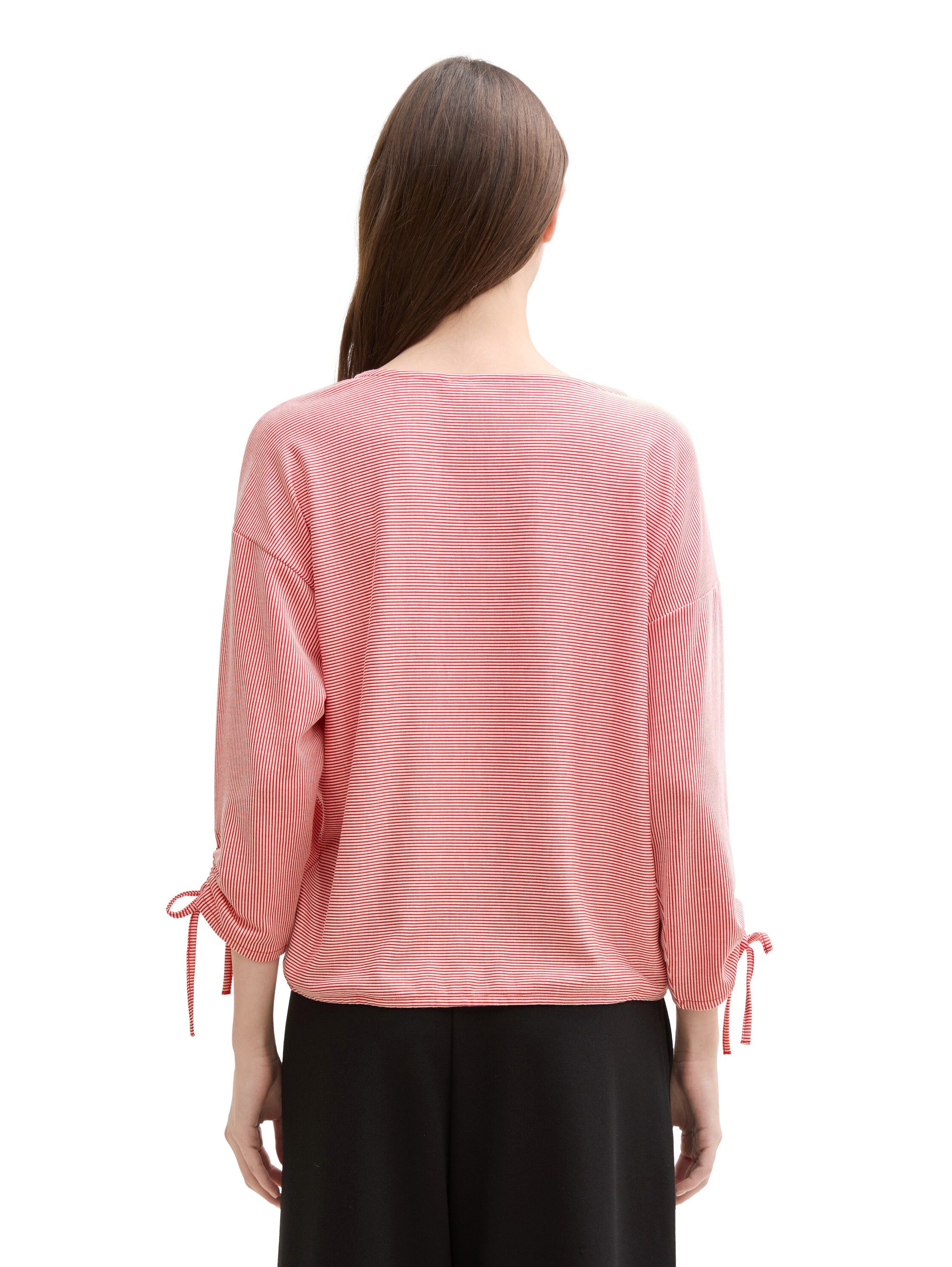 Tom Tailor Denim Shirt met 3/4 mouwen in fijne rib-look
