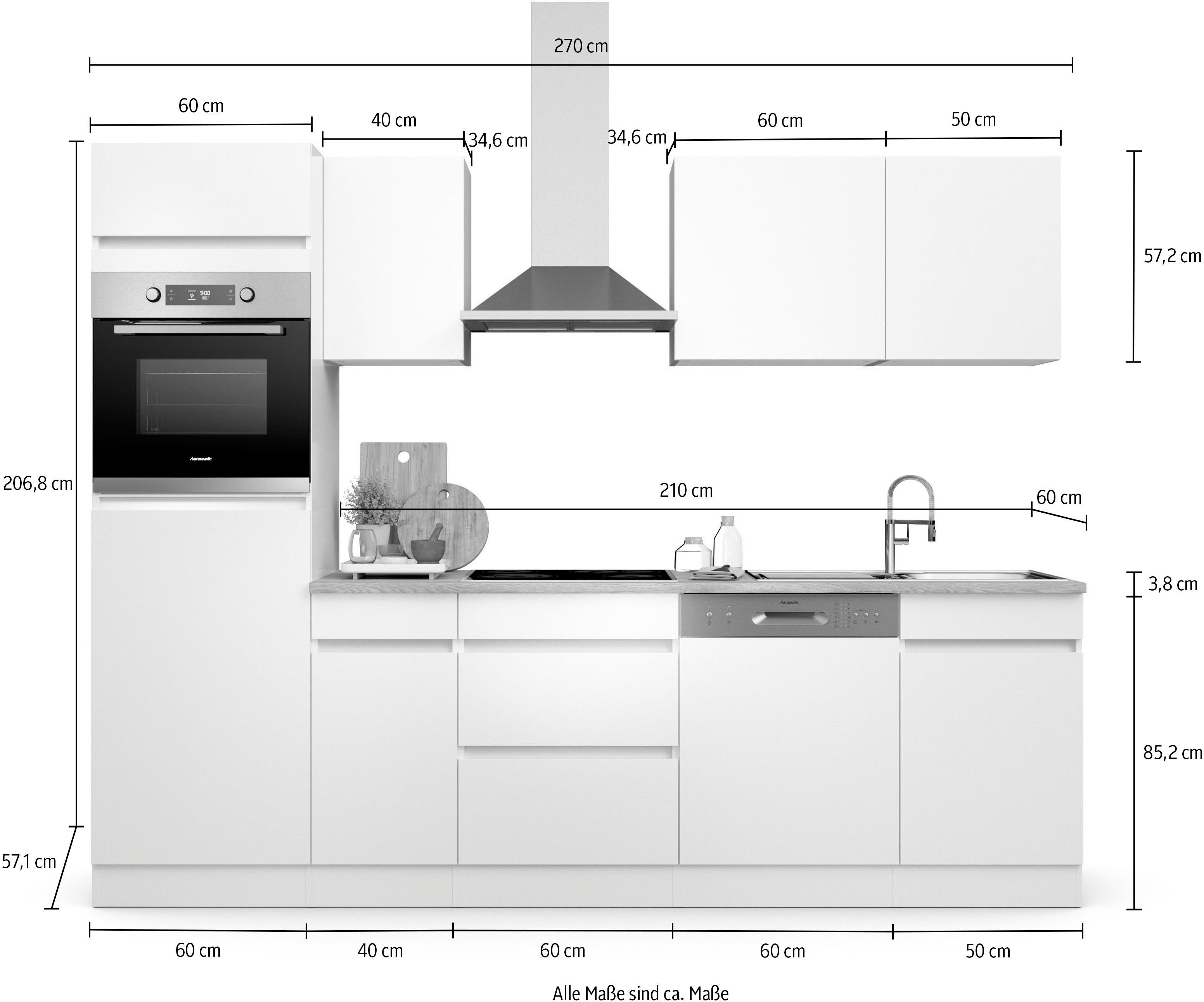 OPTIFIT Keuken Safeli Breedte 270 cm, naar keuze met of zonder Hanseatic elektrische apparaten