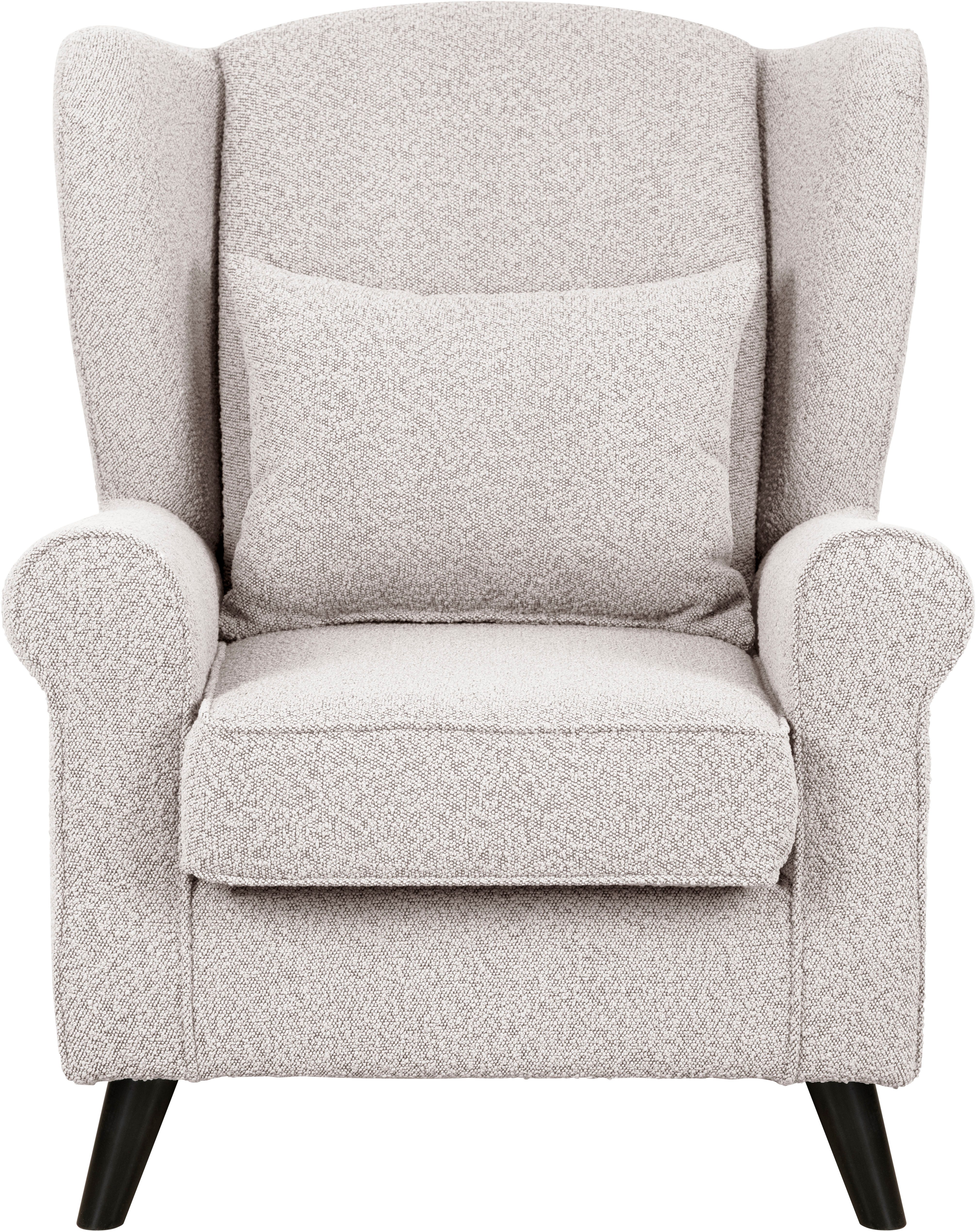 Home affaire Fauteuil Ohrensessel CHISTELLE, optioneel met poef met golfondersteuning, afmetingen: b/d/h: 81/87/99 cm