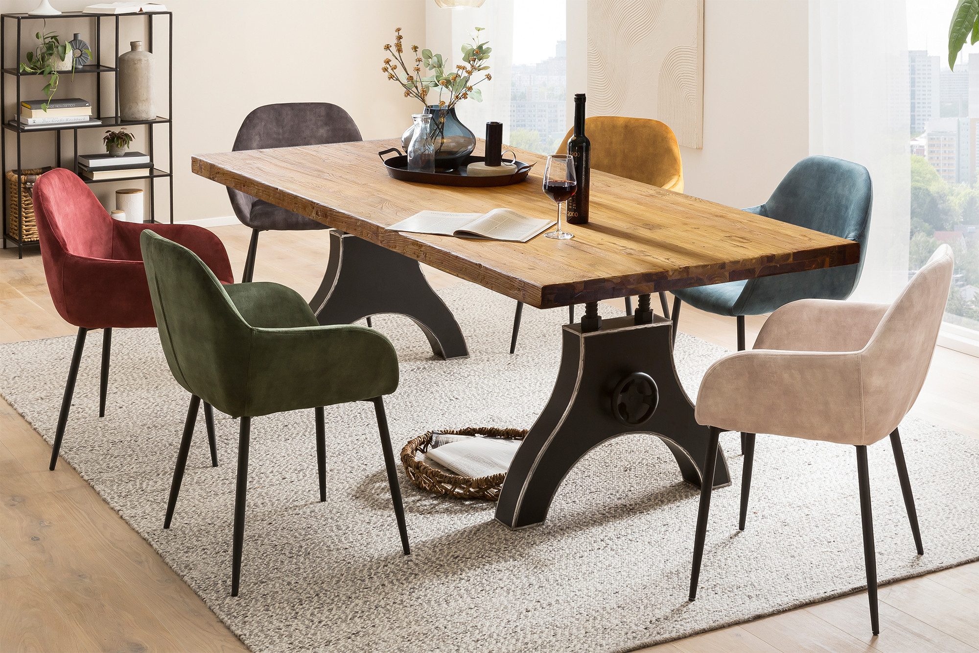 SIT Eettafel extra hoge plaatdikte van 50 mm eettafels maat 220 cm x 74 cm x 100 cm beige