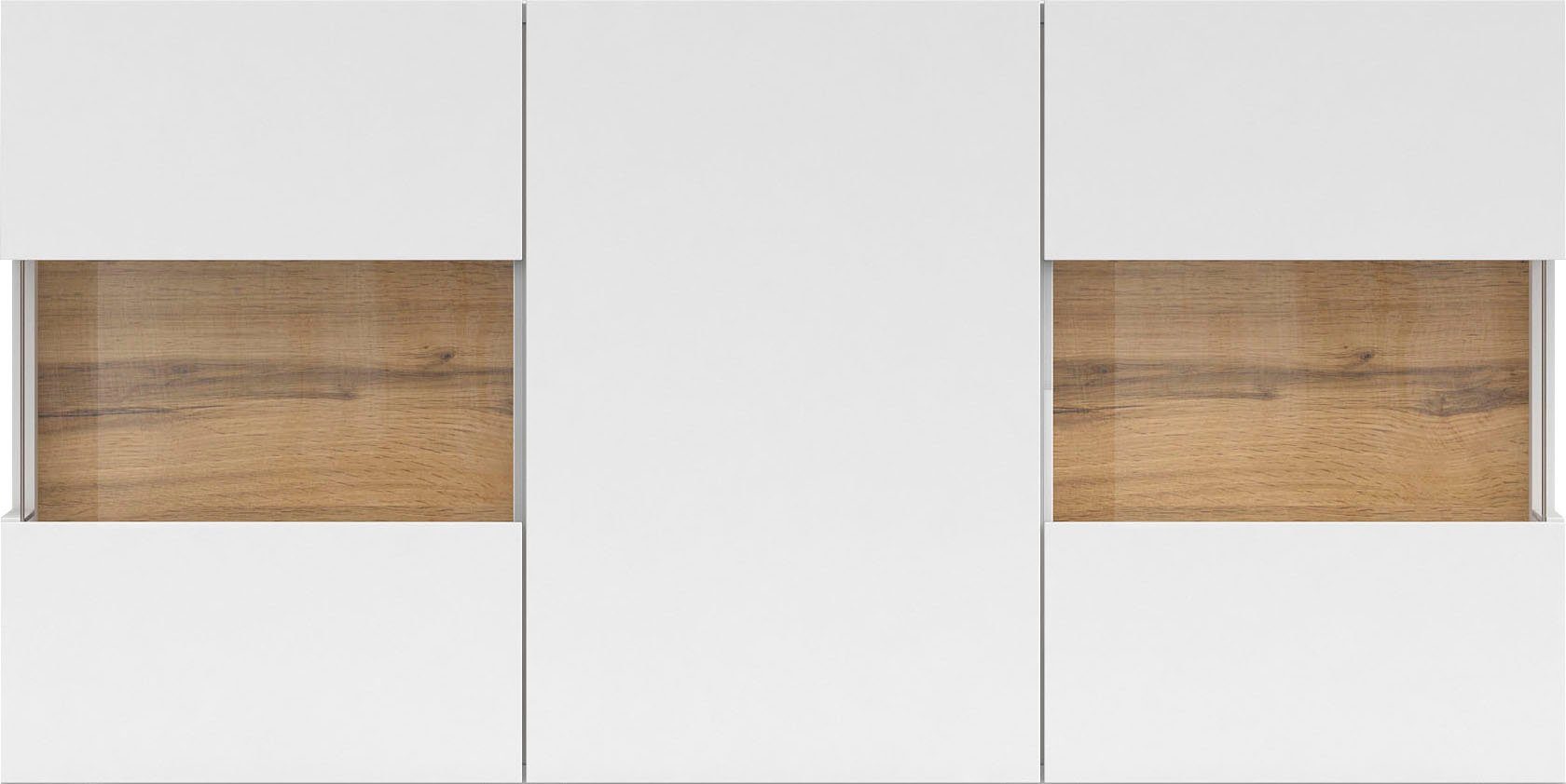 INOSIGN Dressoir Ava, breedte 120 cm, hangend en staand te monteren moderne grepless commode, buffet, 3 deuren, hoekverglasingen
