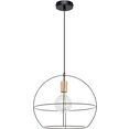 britop lighting hanglamp casa palla decoratieve lamp van metaal met elementen van eikenhout (1 stuk) zwart