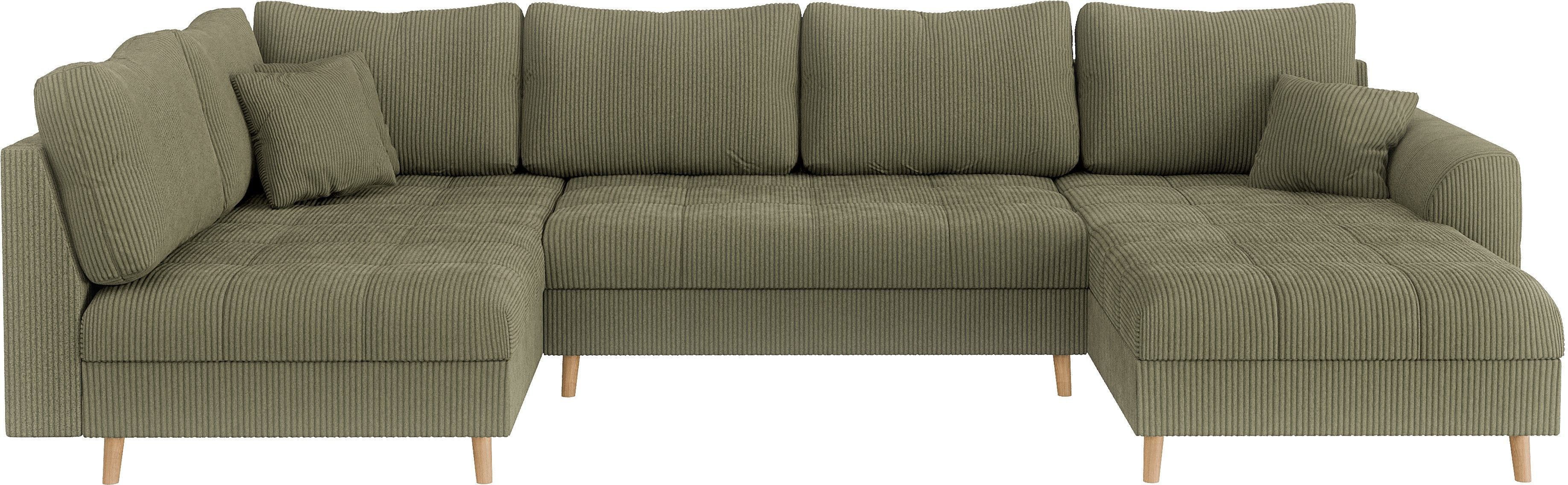 Home affaire Zithoek CHARRE U-vorm met ottomane, afmetingen B/D/H: 310/161/81 cm fijne stiksels, losse rug- en sierkussens, ook in cord en bouclé