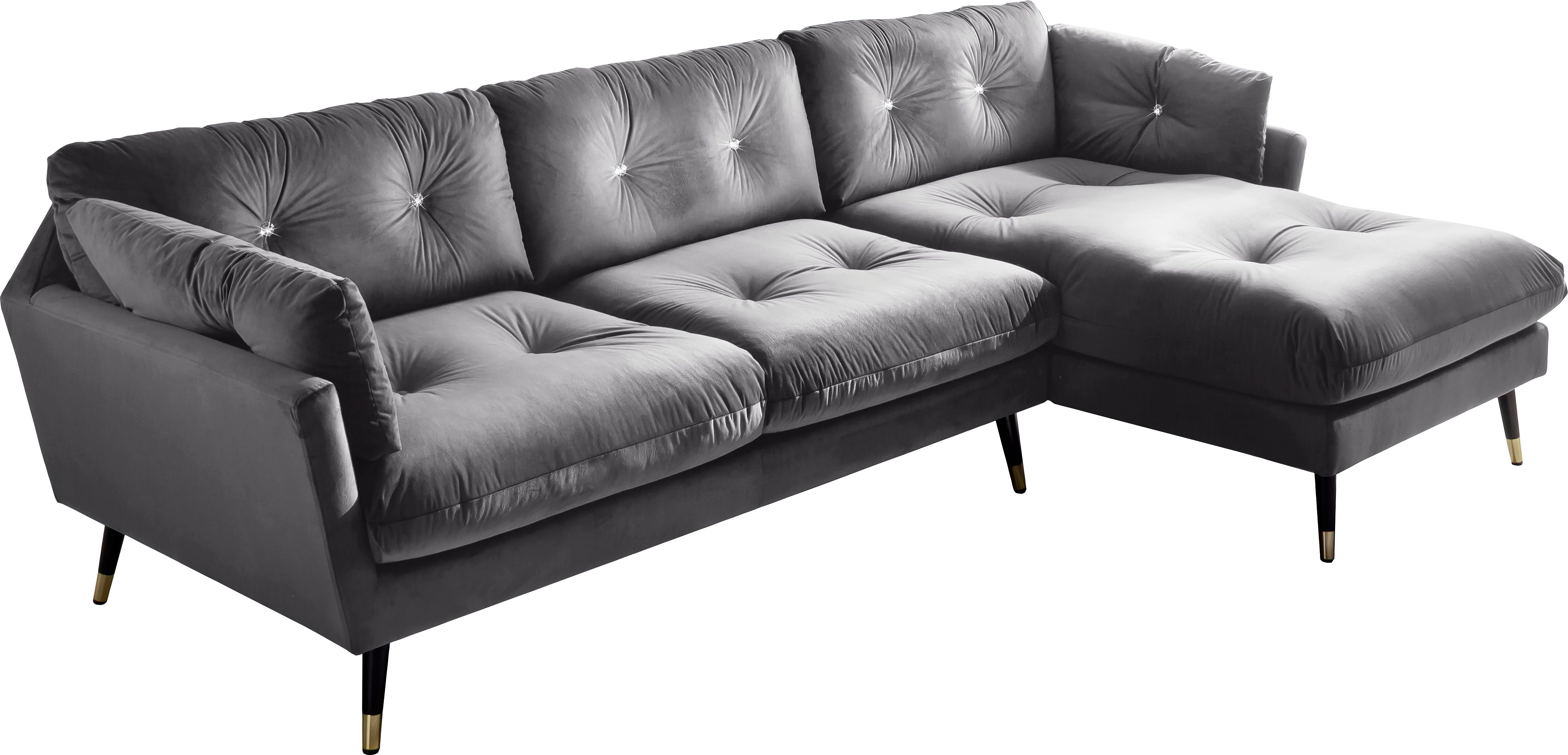 Trends by HG Hoekbank Amira L-vorm met strassteentjes en goudkleurige applicaties