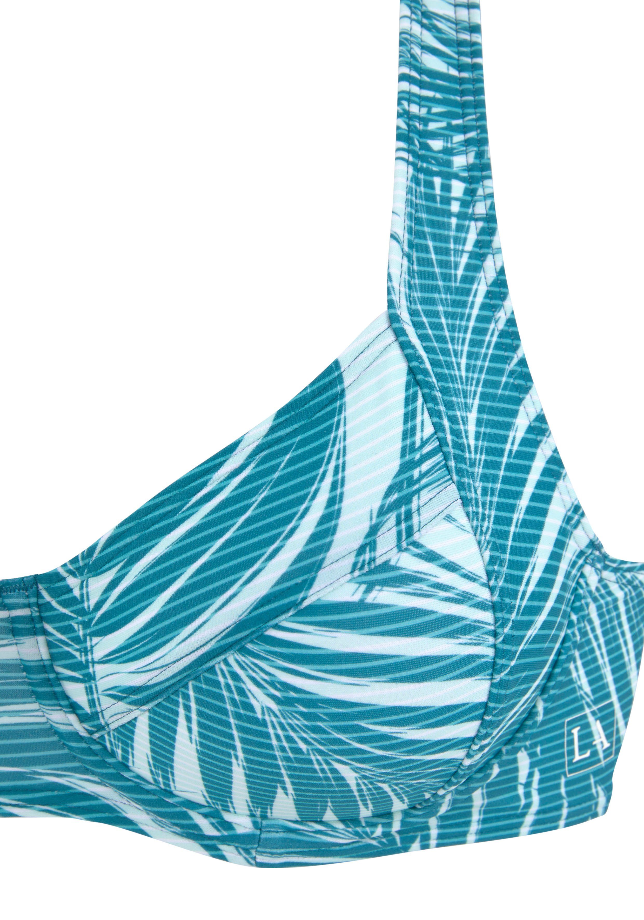 active by Lascana Bikinitop met beugels Coal met mix van motieven van palmen en strepen