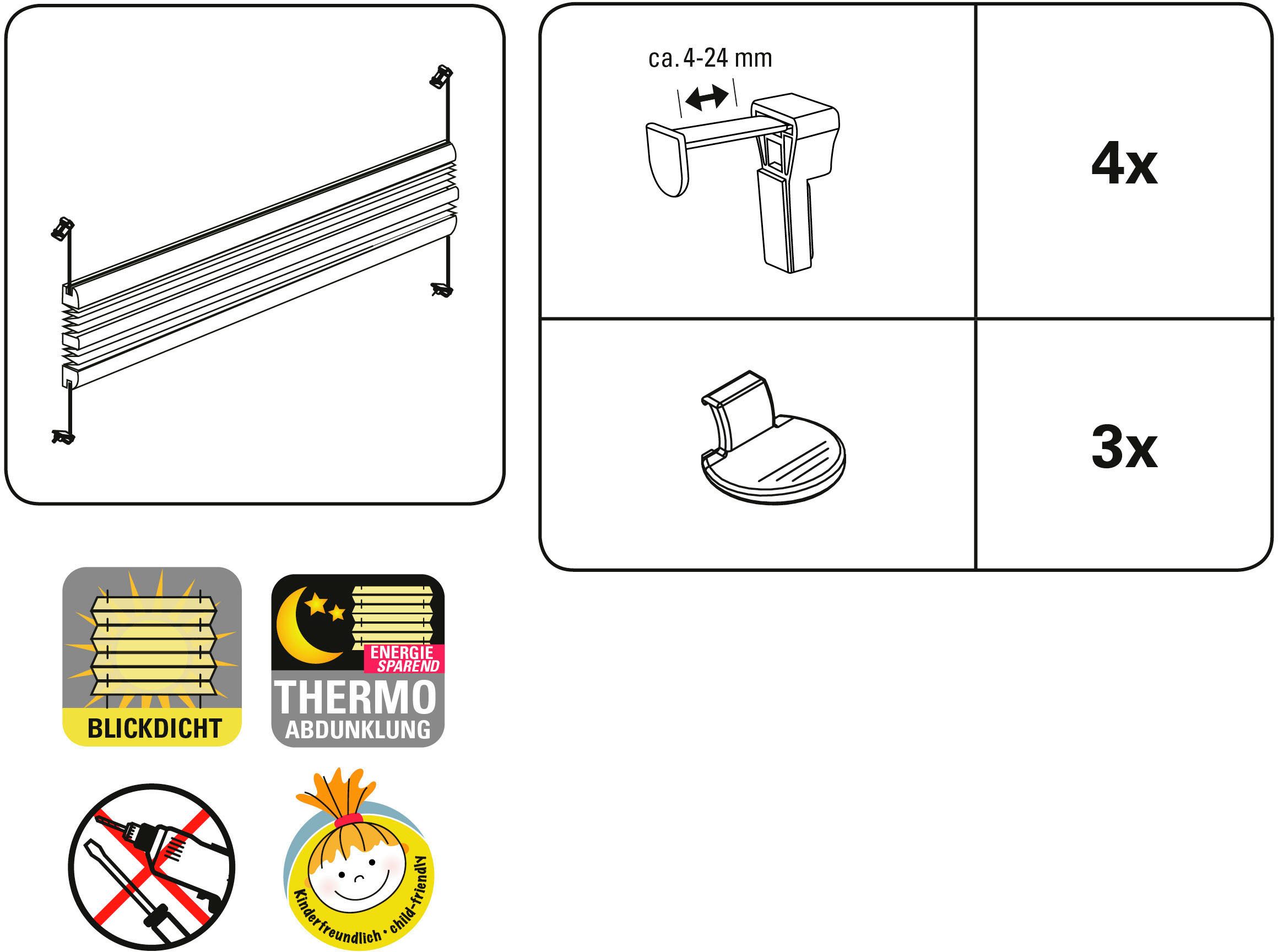 GARDINIA Plissé Easyfix plissé Day + Night lichtdoorlatend en tegelijk verduisterend met thermolaag (1 stuk)