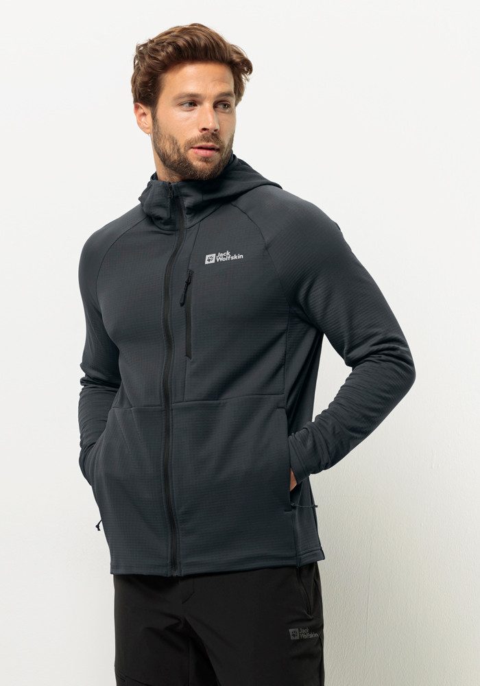 Jack Wolfskin Fleecejack KOLBENBERG HOODED FZ M heren jassen maat M (50) grijs