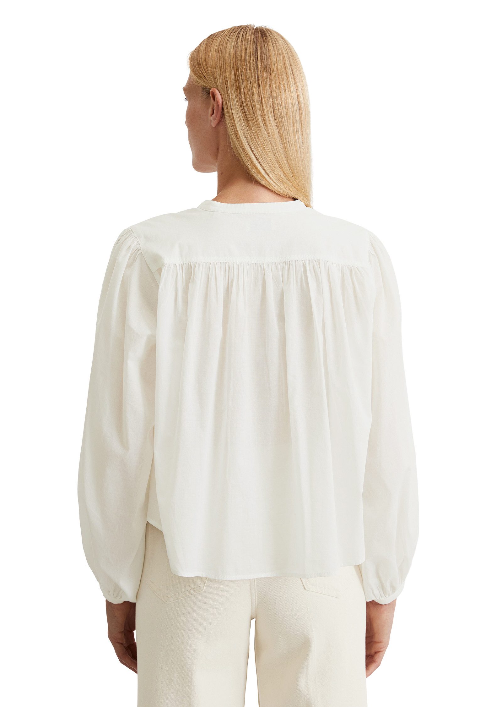 Marc O'Polo Blouse met lange mouwen Rimpeldetails, opstaande kraag, wijd gesneden