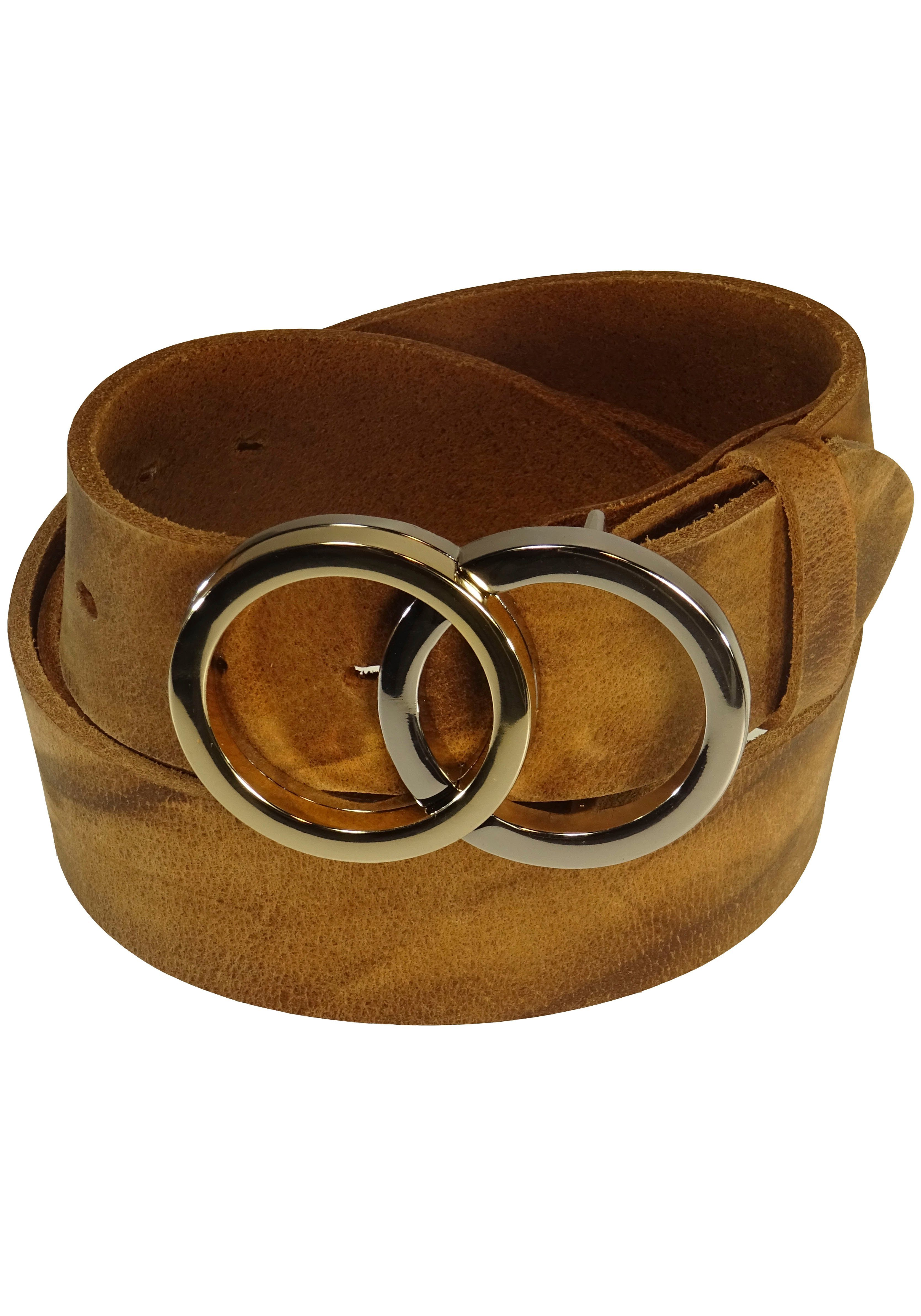 RETTUNGSRING by showroom 019° Leren riem met verwisselbare sluiting "2 cirkels zilverkleur/goudkleur"