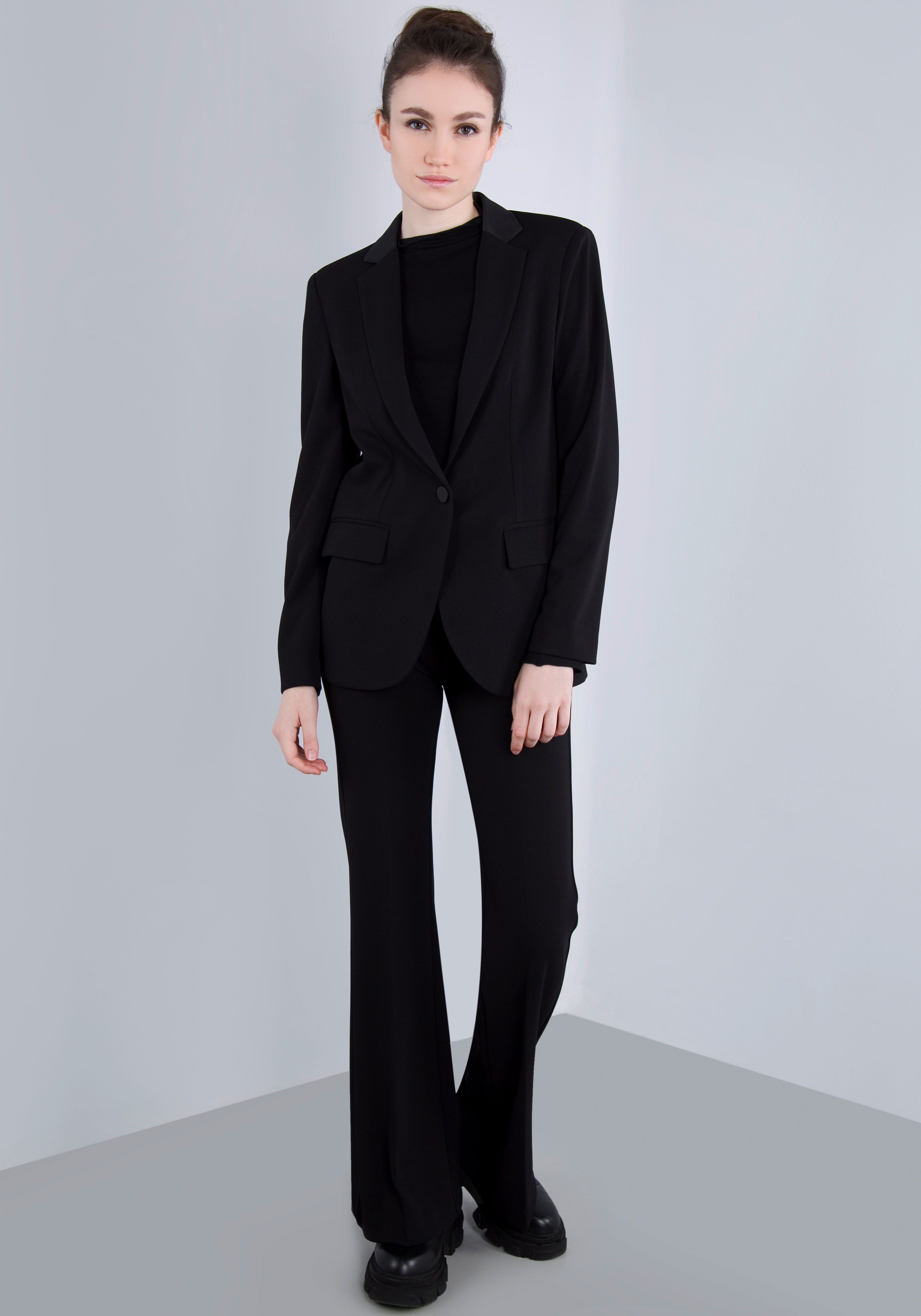 IMPERIAL Lange blazer met satijnen details en stretch