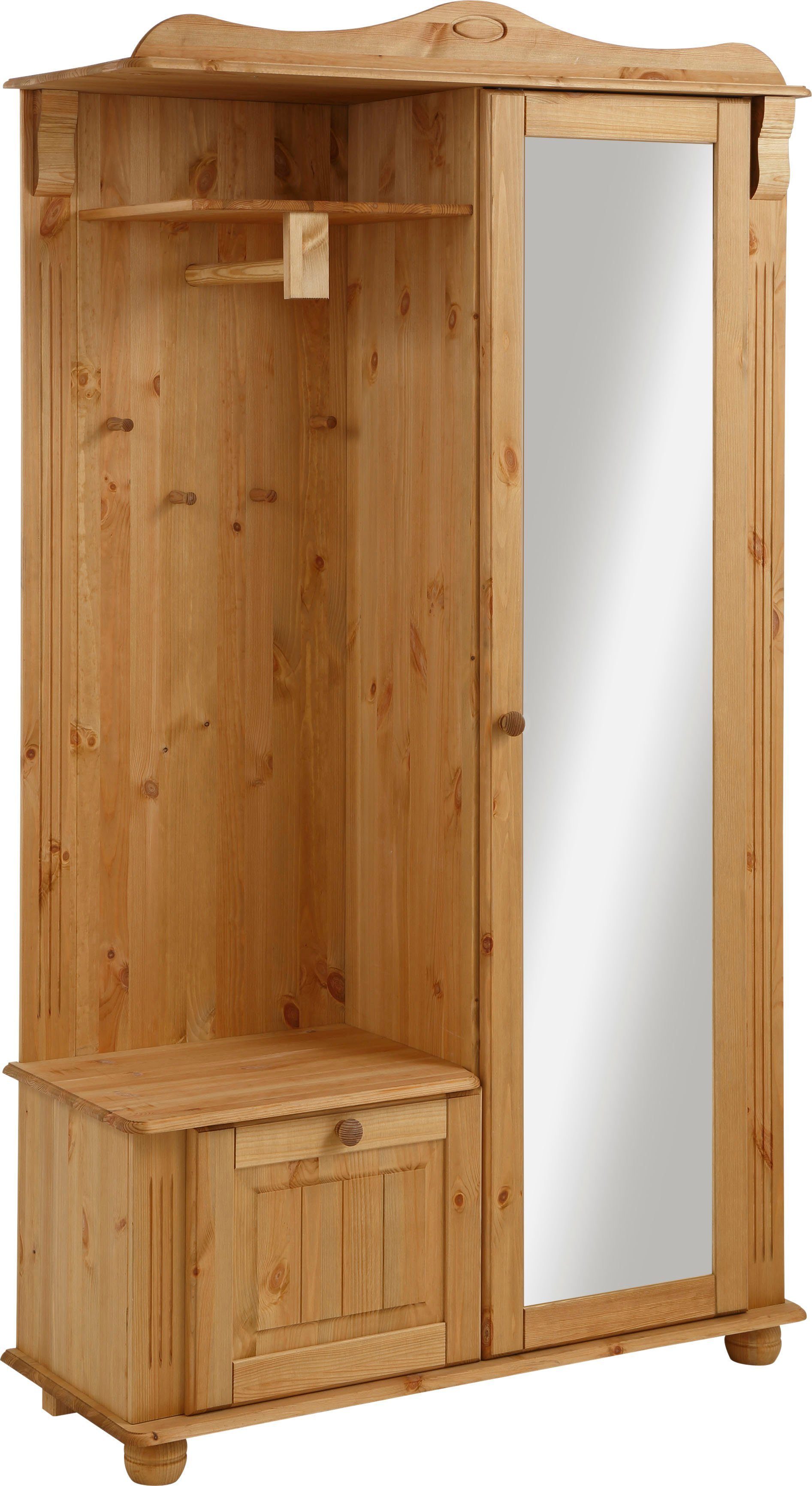 Home affaire Compact kapstokmeubel ADELE Breedte 108 cm, met spiegeldeur, van massief grenen, FSC®