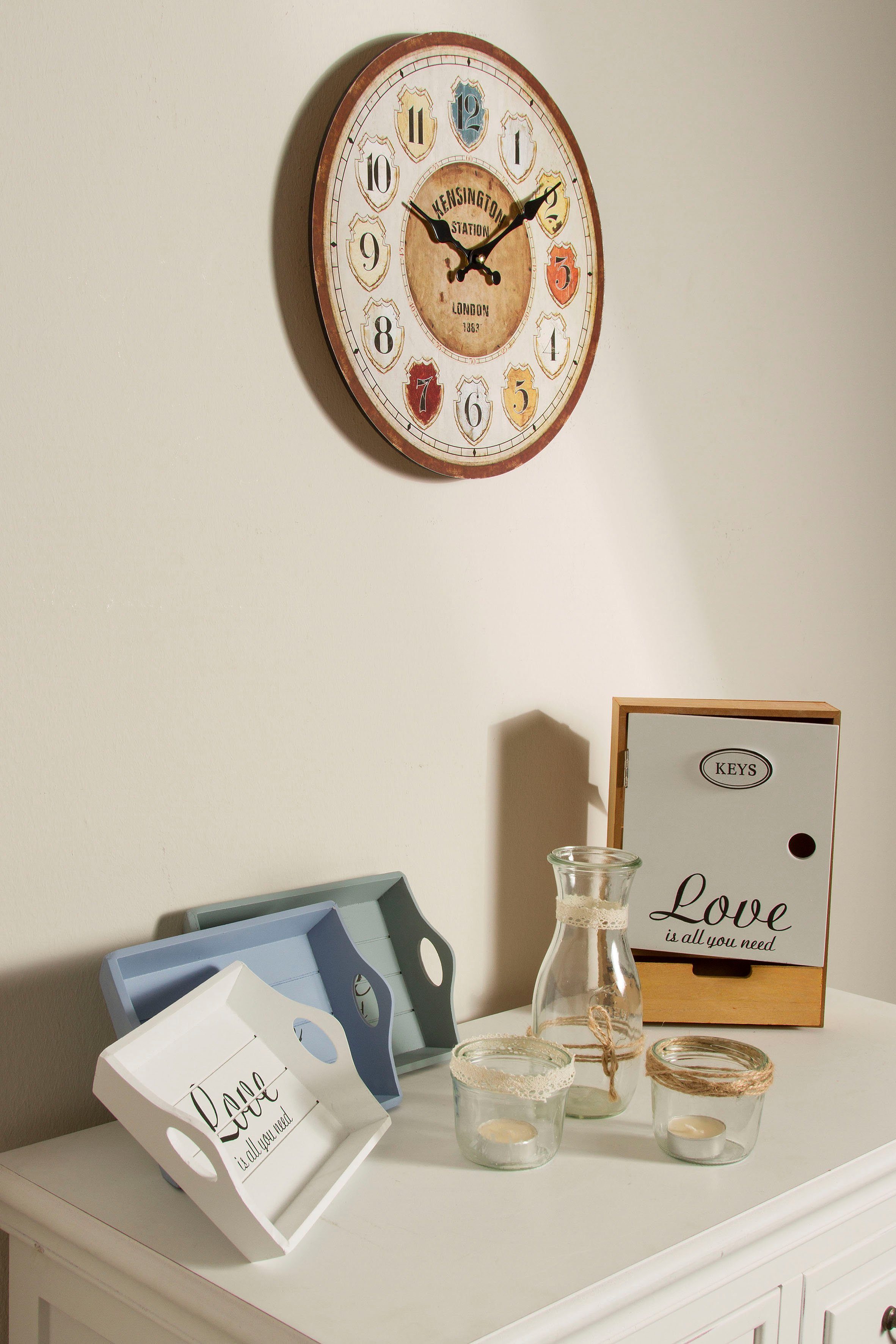 Myflair Möbel & Accessoires Wandklok "Wanja" wit, rond, ø 34 cm, decoratief in keuken & woonkamer (1-delig)