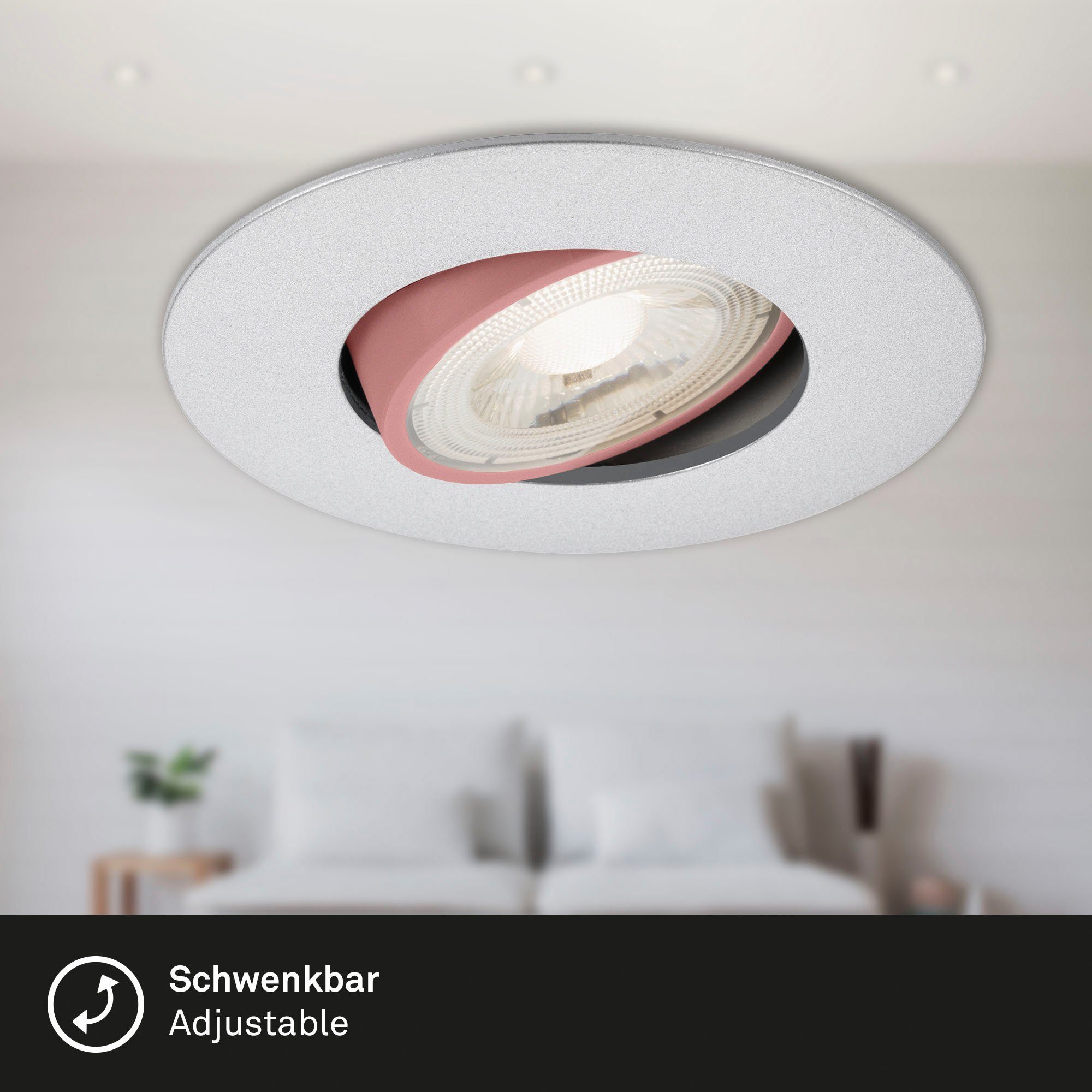 Briloner Leuchten Ledinbouwlamp 7048034 KULANA Inbouwspot SET draaibaar + dimbaar IP23 Ø 9 cm