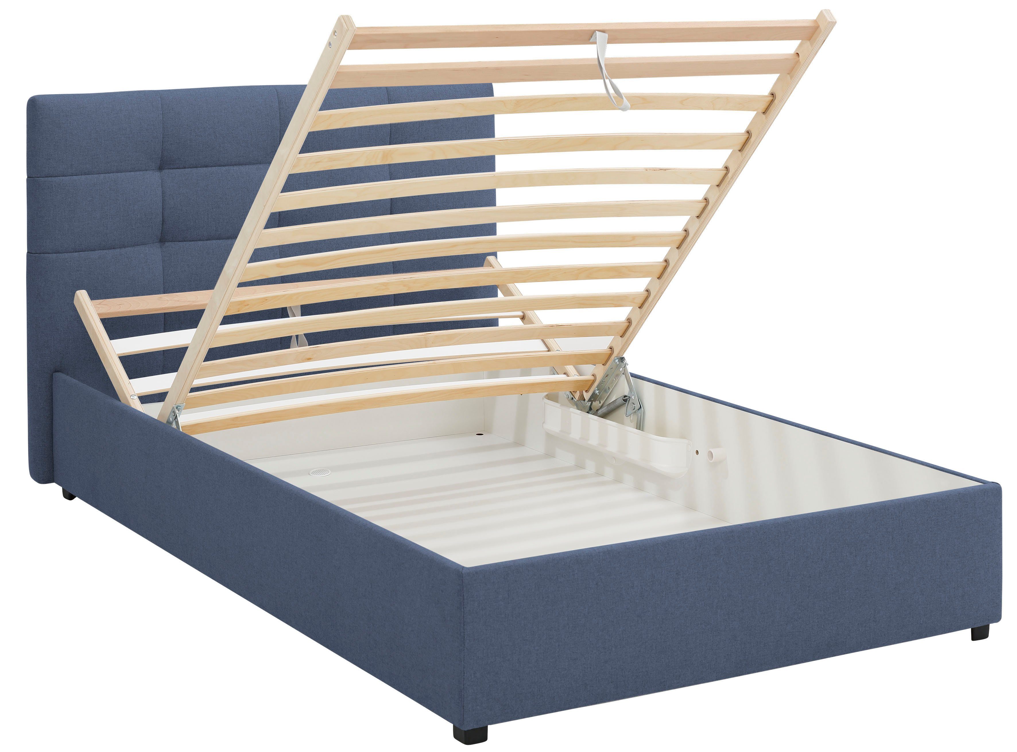 Lüttenhütt Gestoffeerd bed Endres met bedkist, naar keuze zonder matras/lattenbodem of incl. matras