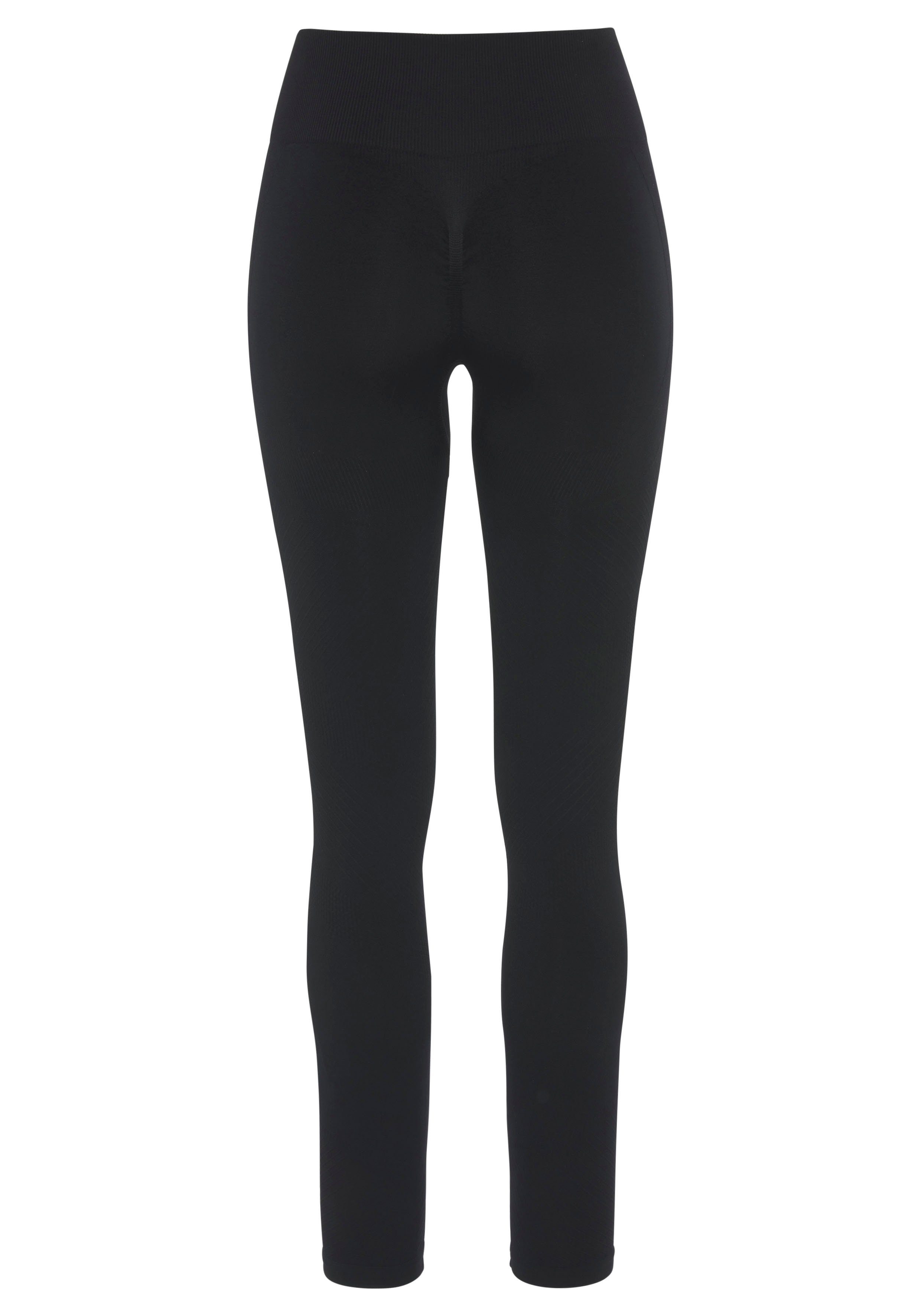 Lascana Naadloze legging Po Push Up met ribstructuur en shaping-effect, sportbroek, sportleggings