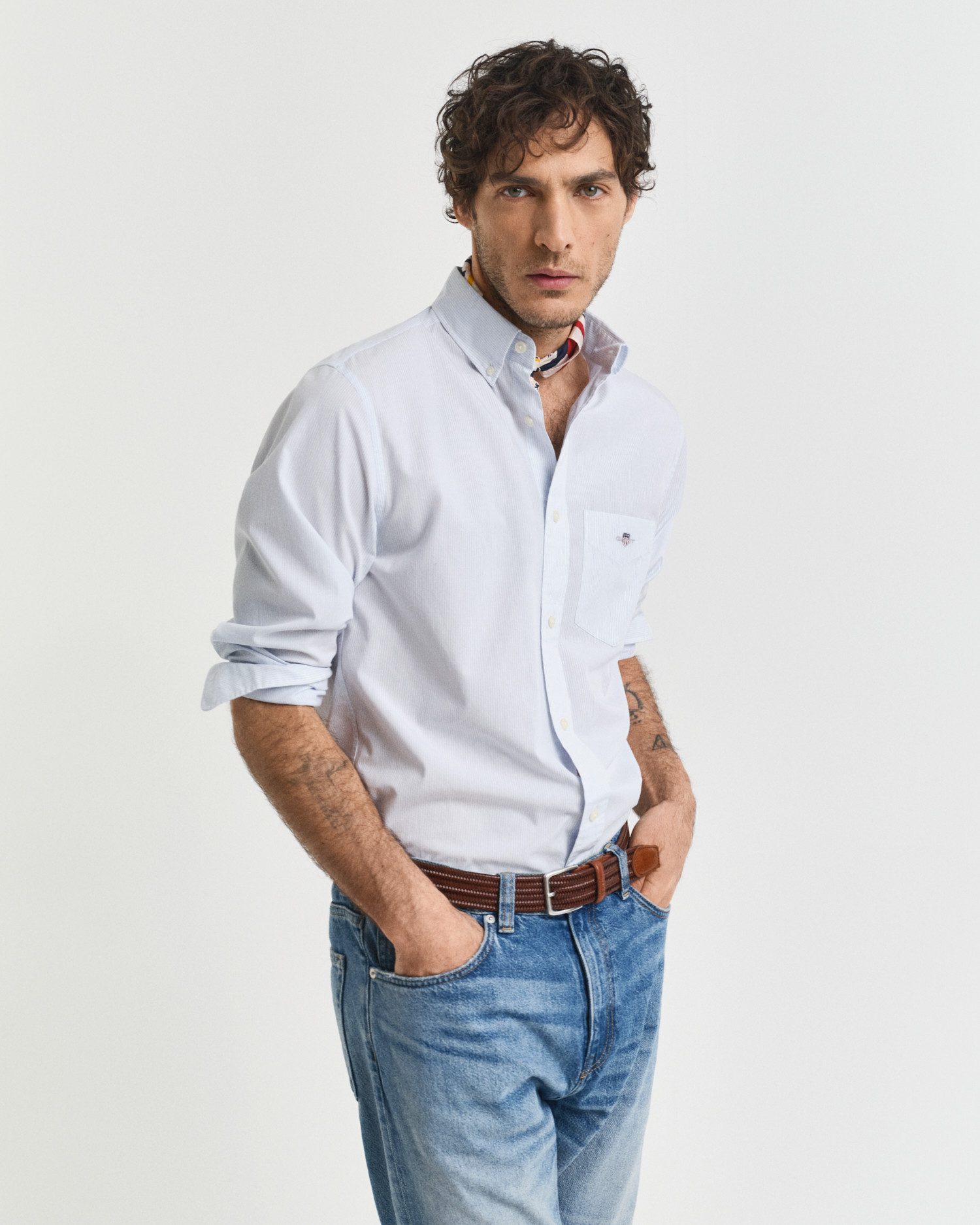 Gant Overhemd met lange mouwen REG POPLIN BANKER SHIRT Banker Stripe popeline, lichte katoen