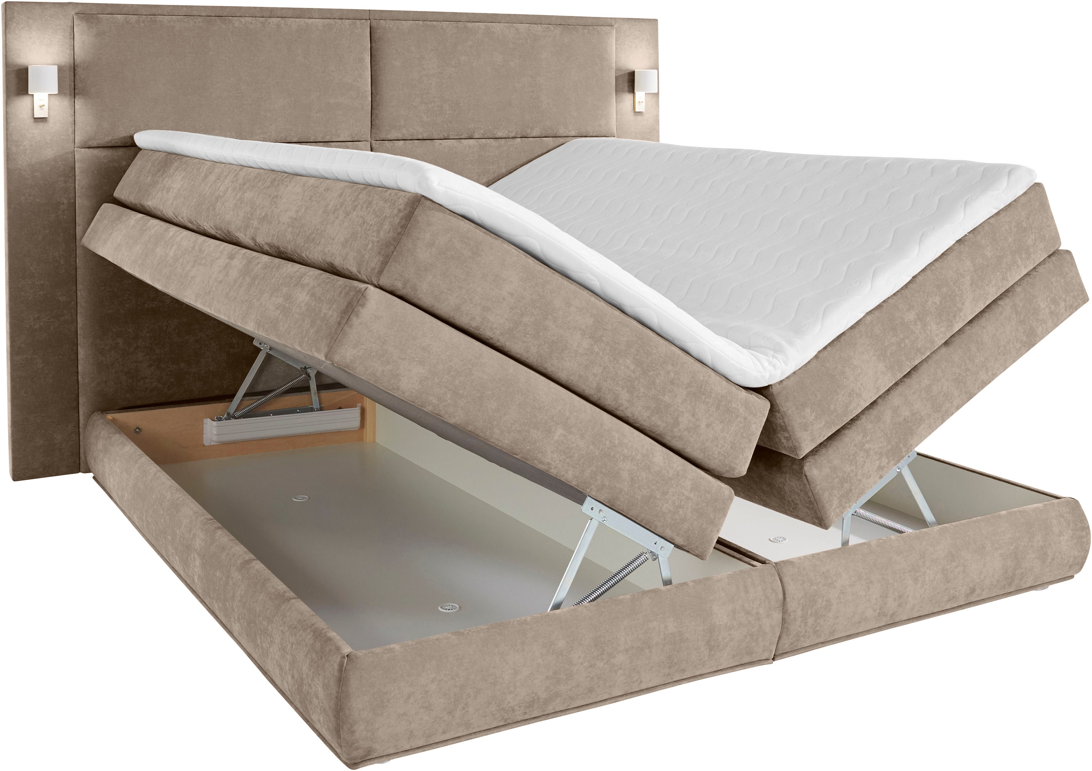 COLLECTION AB Boxspring Copenhagen inclusief bedkist, topmatras, naar keuze met ledverlichting