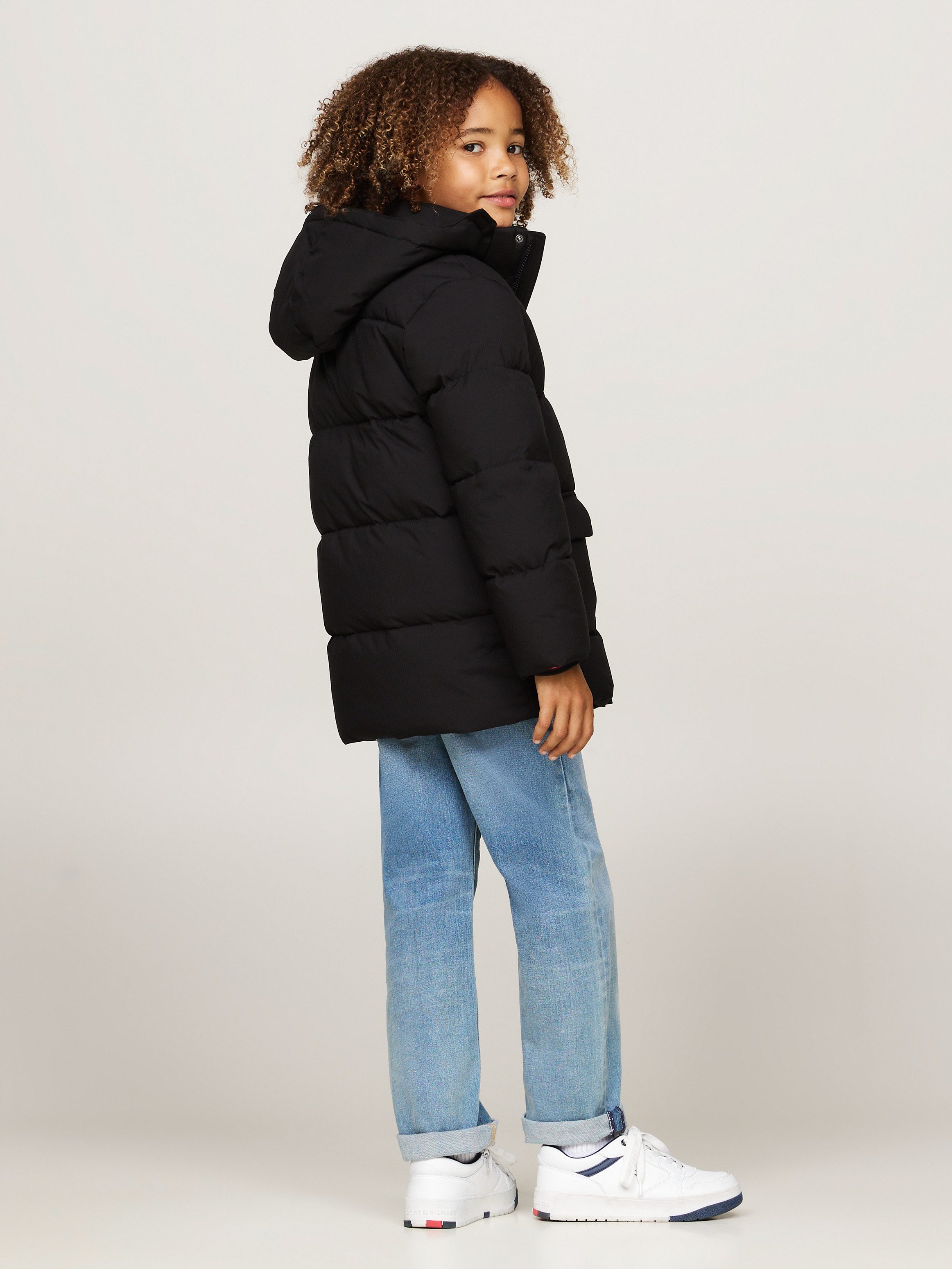 Tommy Hilfiger Gewatteerde jas MONOTYPE RIBSTOP PUFFER JACKET met contraststrepen, logo-inscriptie