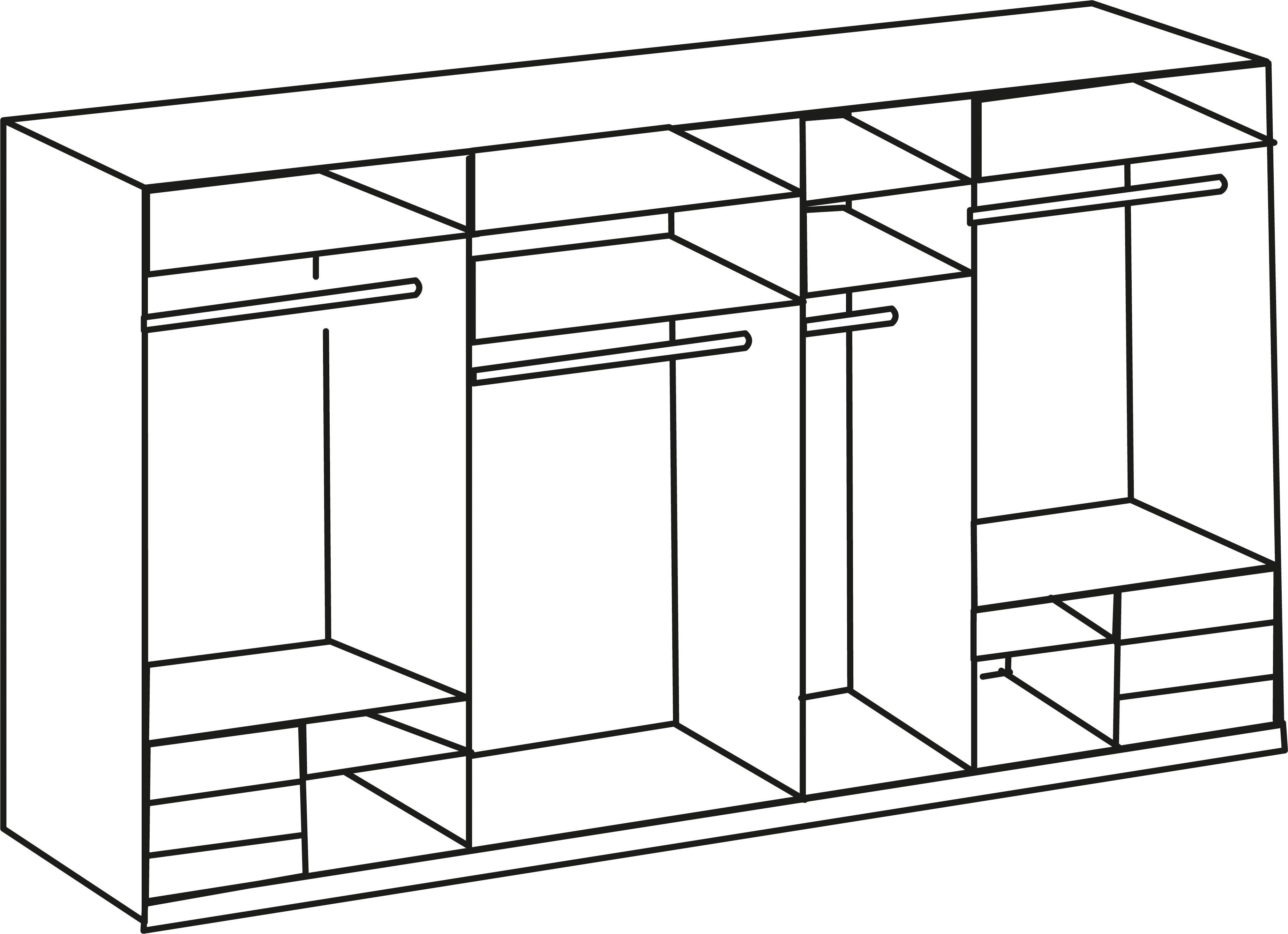 Wimex Zweefdeurkast Level by fresh to go met glazen deuren en synchroon openen