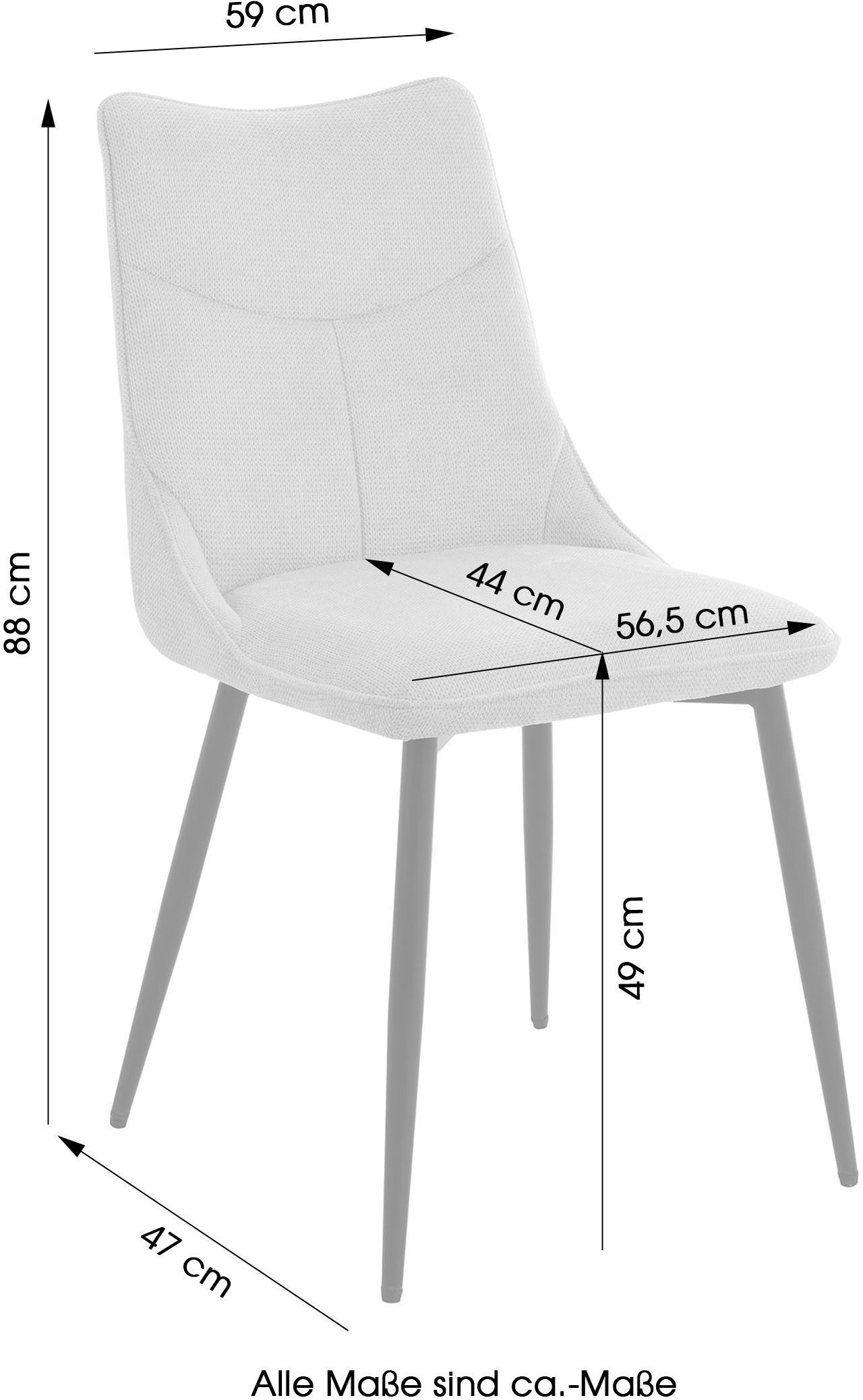 byLIVING Eetkamerstoel Carlo (2-stuks set) Frame van metaal zwart, keukenstoel, geweven stofbekleding, diverse kleuren (set)