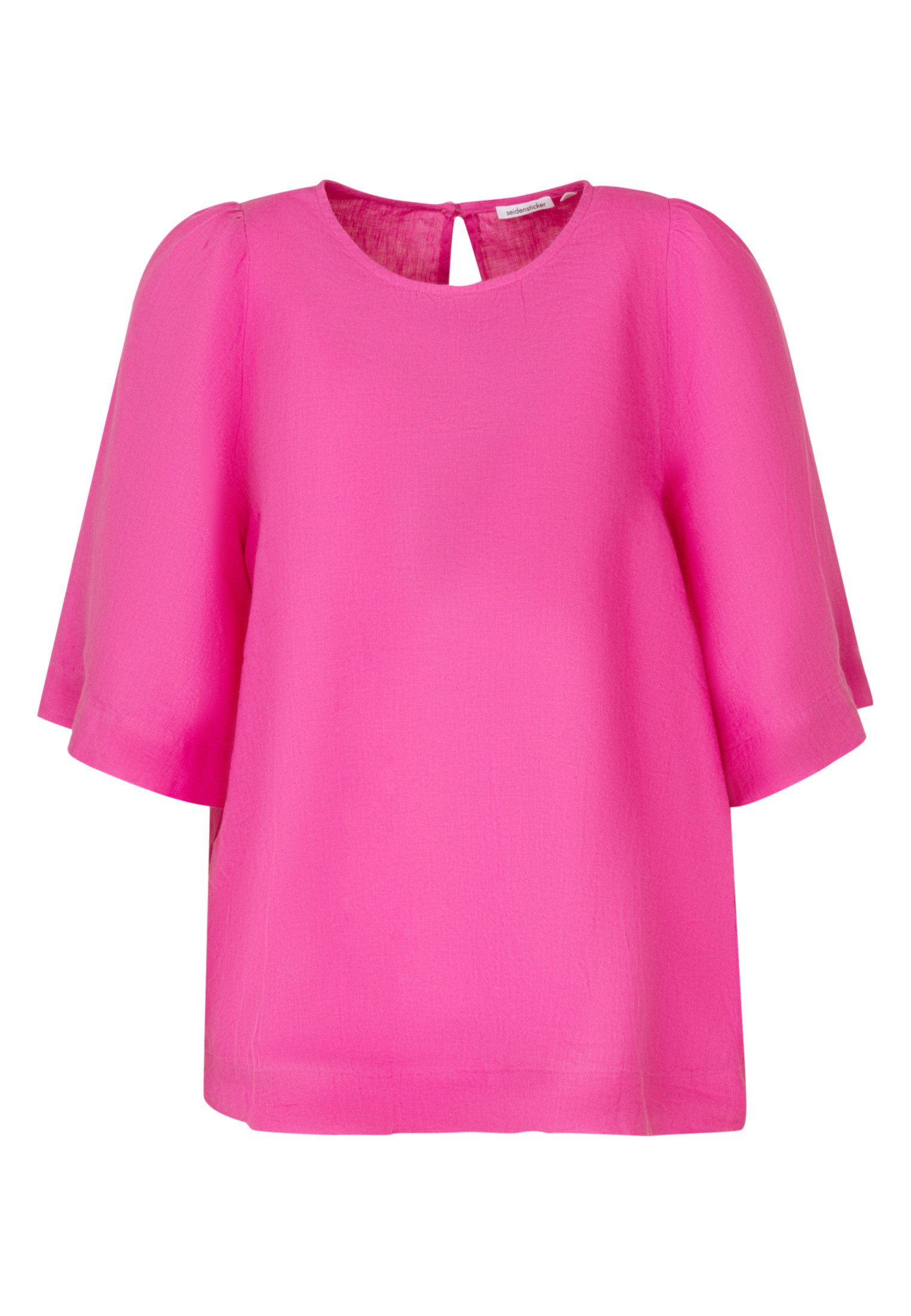 seidensticker Shirtblouse Zwarte roos Korte mouwen ronde hals uni