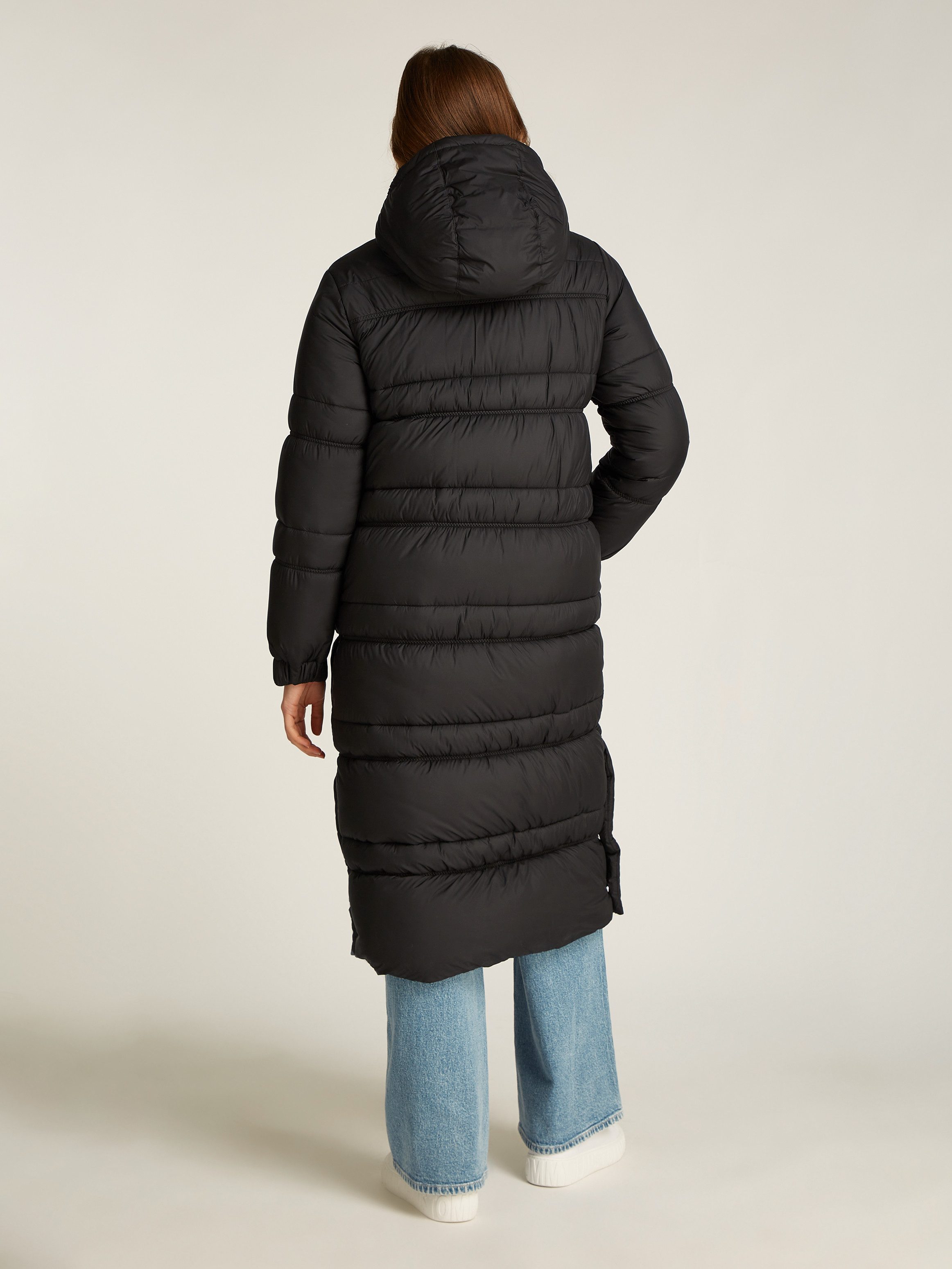 TOMMY JEANS Lange jas met een logo-opschrift