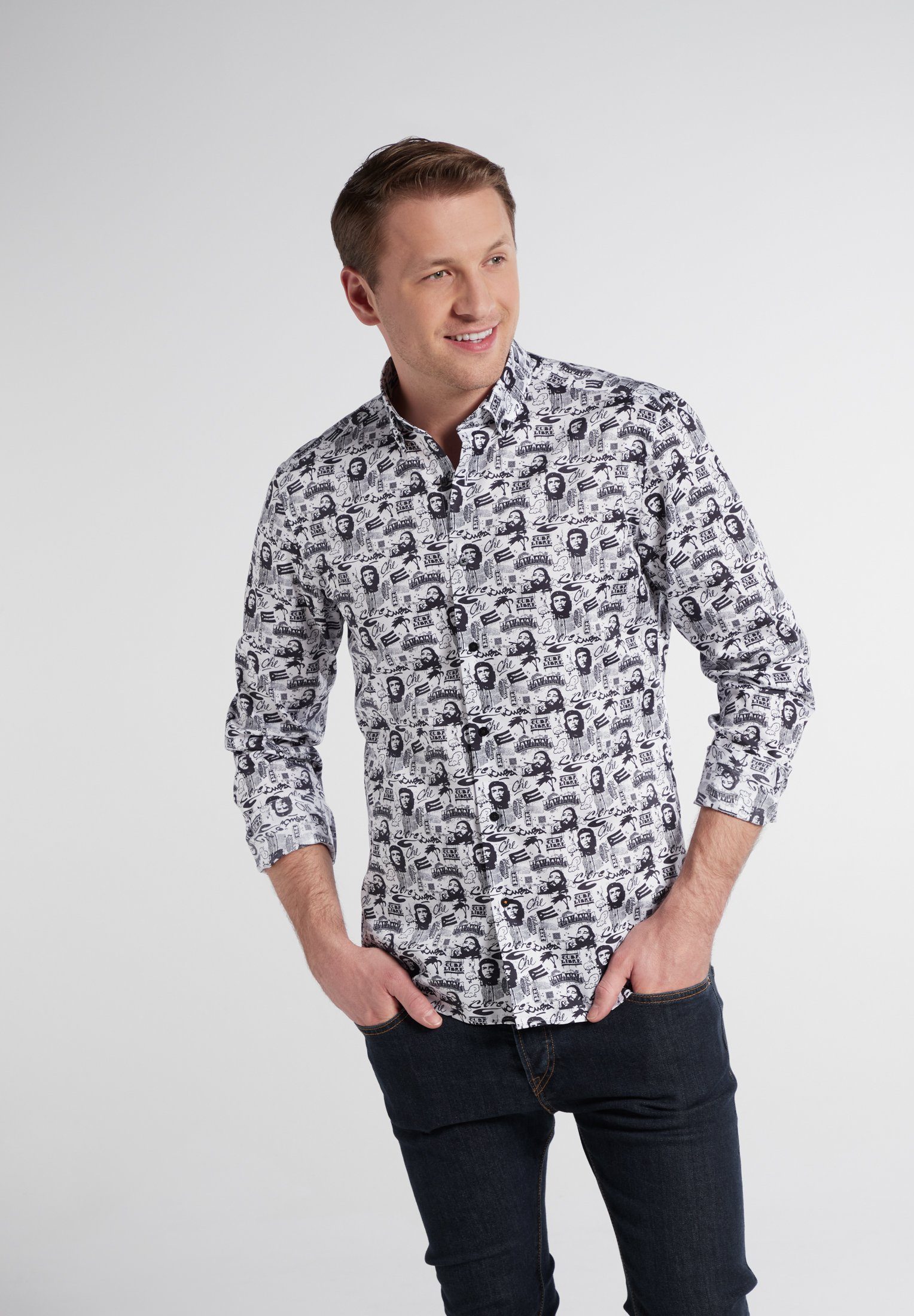 Eterna Overhemd met lange mouwen Slim fit NON IRON (strijkvrij) heren overhemden maat 41 zwart