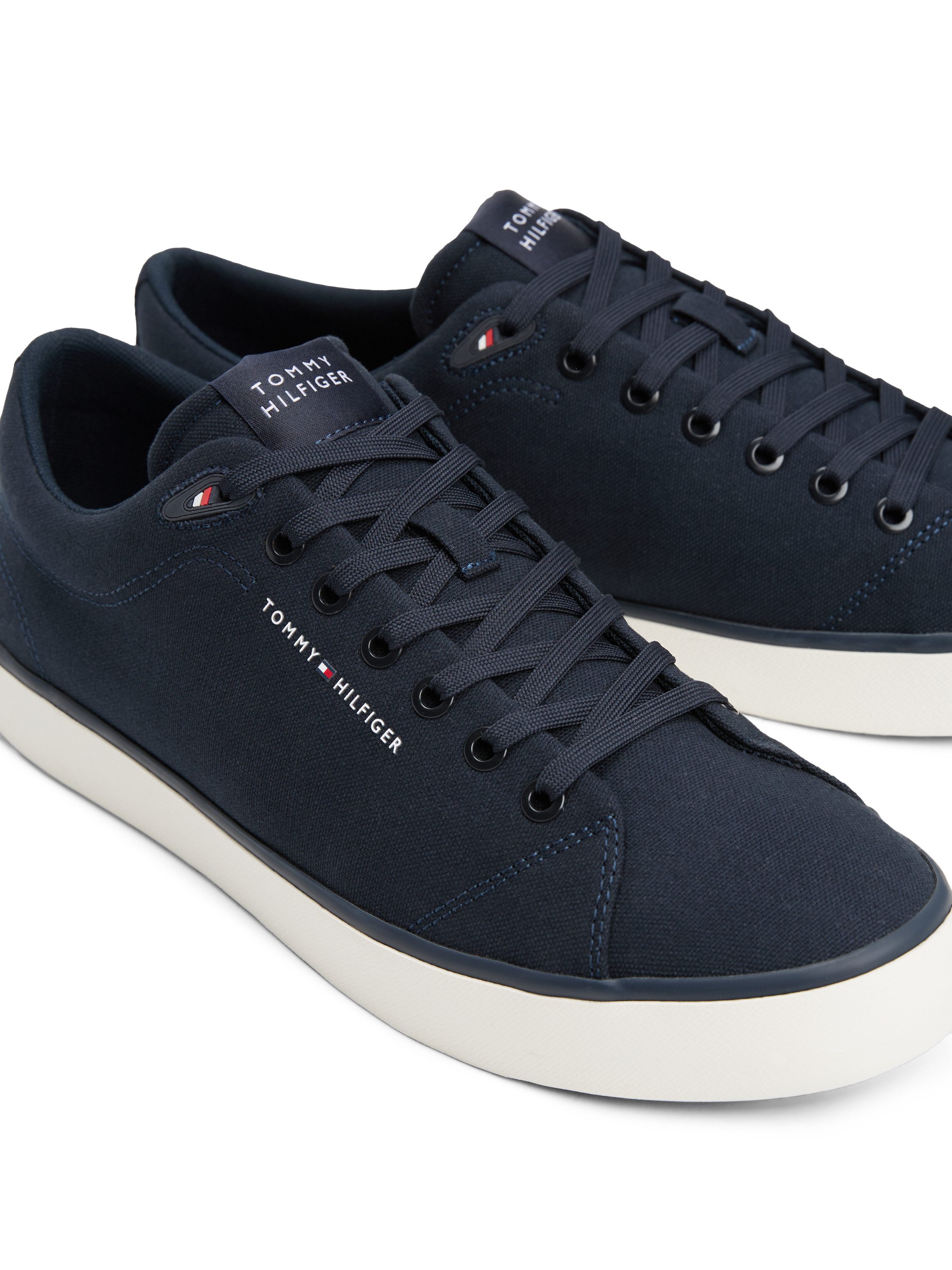 Tommy Hilfiger Sneakers TH HI VULC LOW CORE CANVAS , vrijetijdsschoen, lage schoen, veterschoenen met zacht gepolsterde schacht