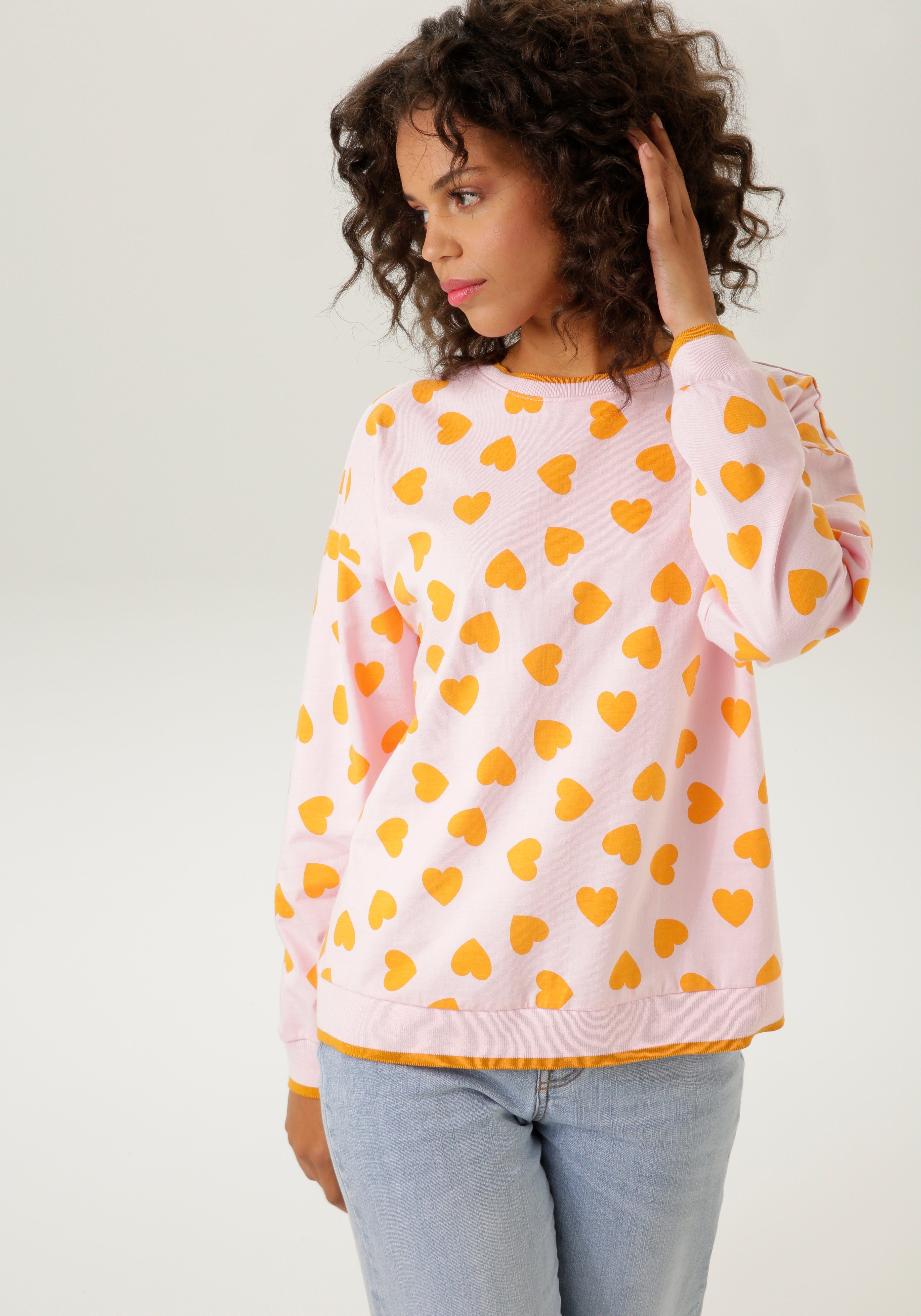 Aniston CASUAL Sweatshirt met hartjes gedessineerd