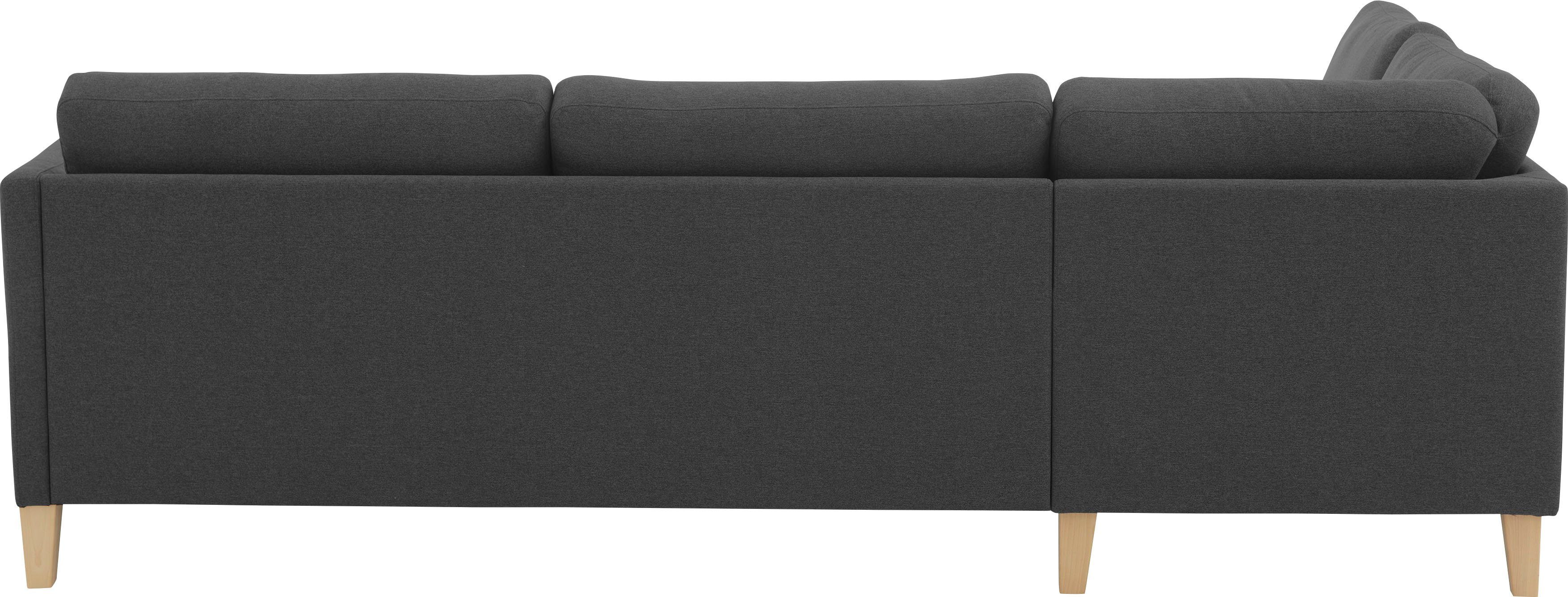 ATLANTIC home collection Hoekbank Mailo L-vorm met zakken opzij en ottomane, met massief houten poten