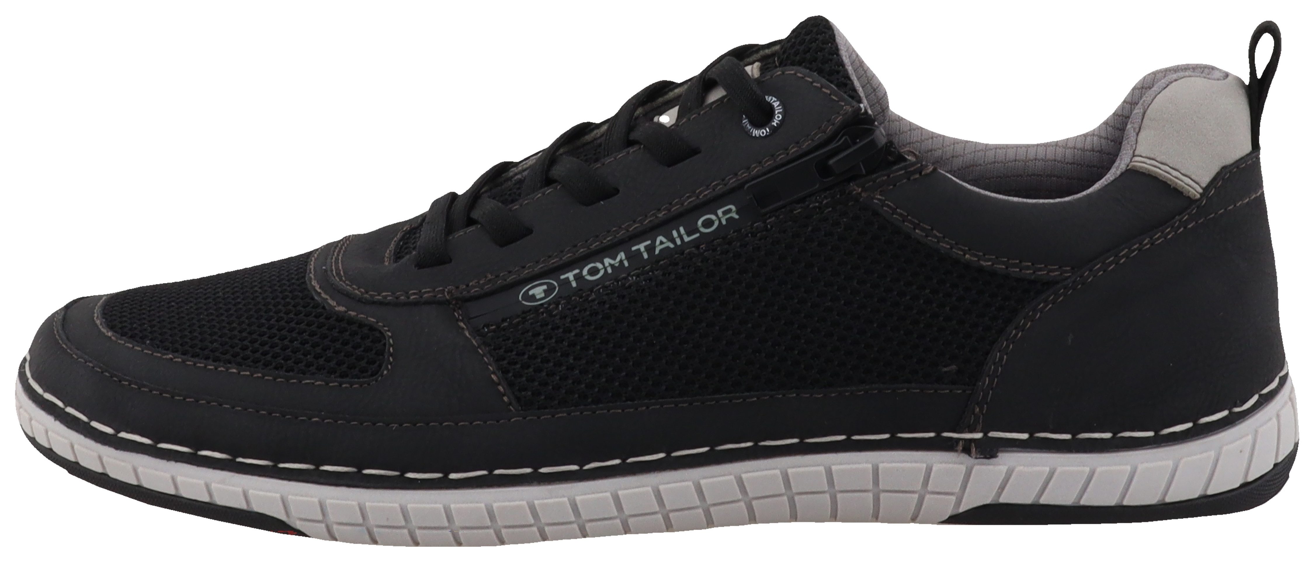 Tom Tailor Sneakers , vrijetijdsschoen, lage schoen, veterschoen met contrast-raamnaad