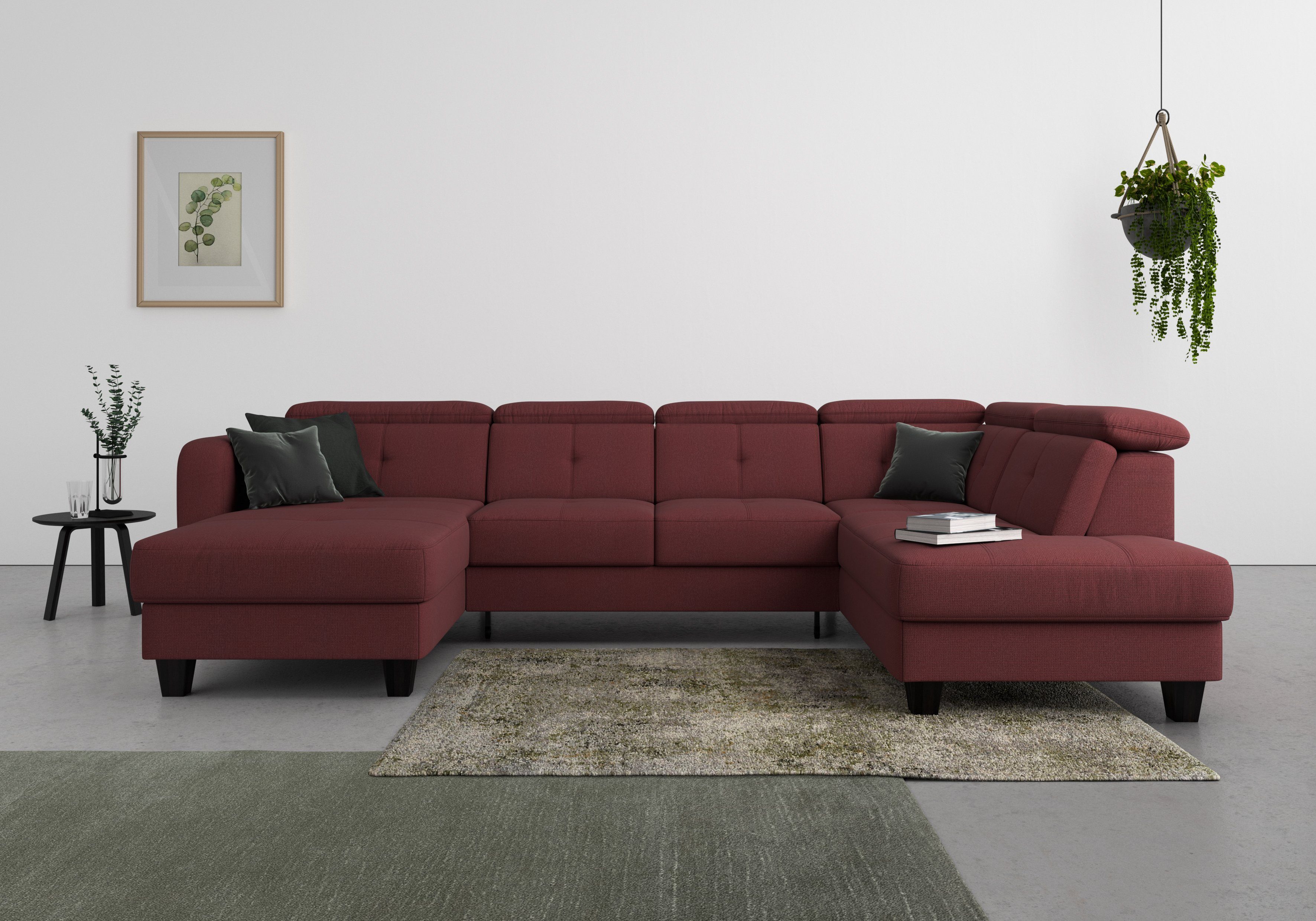 sit&more Zithoek Belluci U-vorm Verstelbare hoofdsteun en binnenvering, naar keuze met slaapfunctie , zithoeken, Met slaapfunctie, met bedkist, mit
