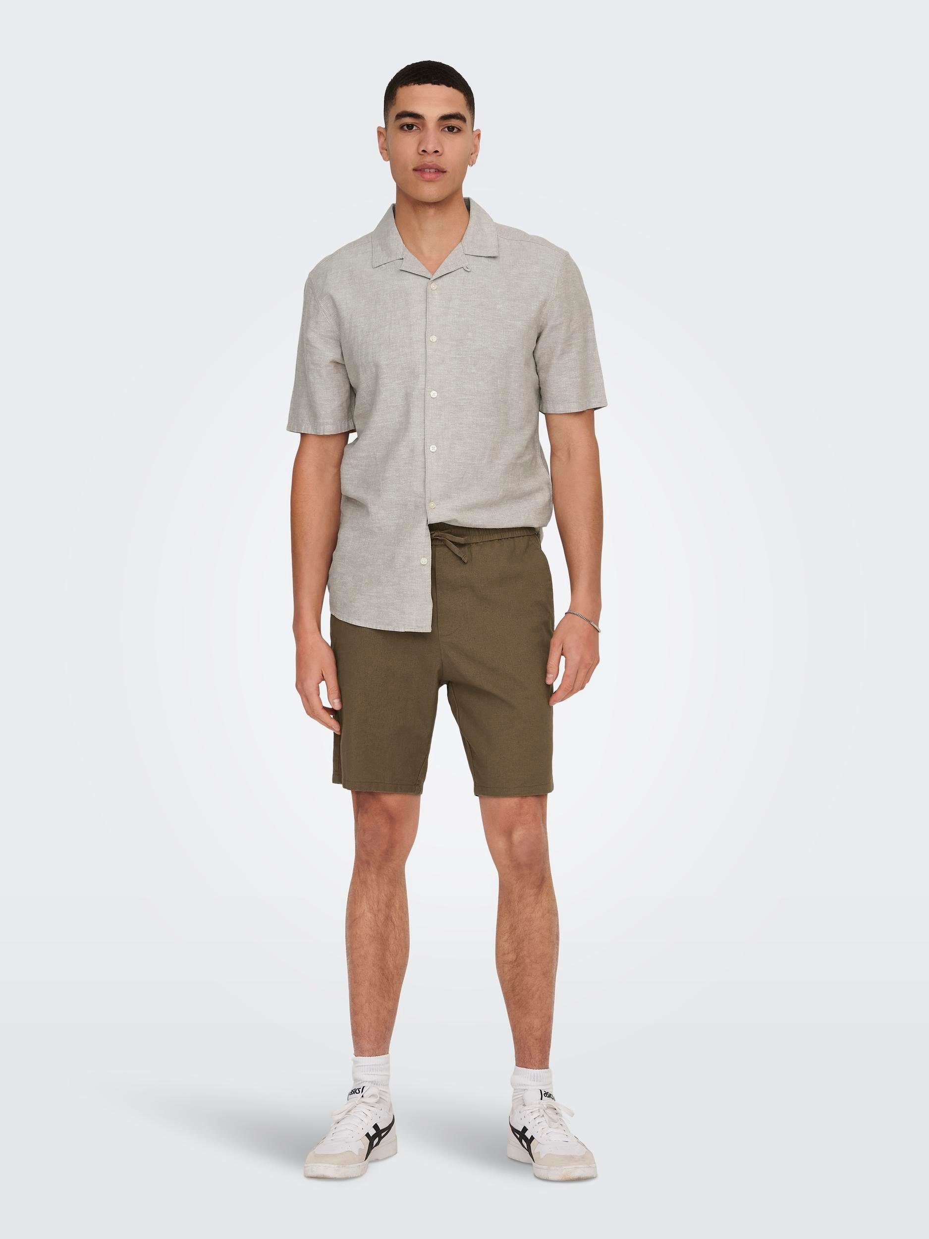 ONLY & SONS Overhemd met korte mouwen ONSCAIDEN SS SOLID RESORT LINEN NOOS
